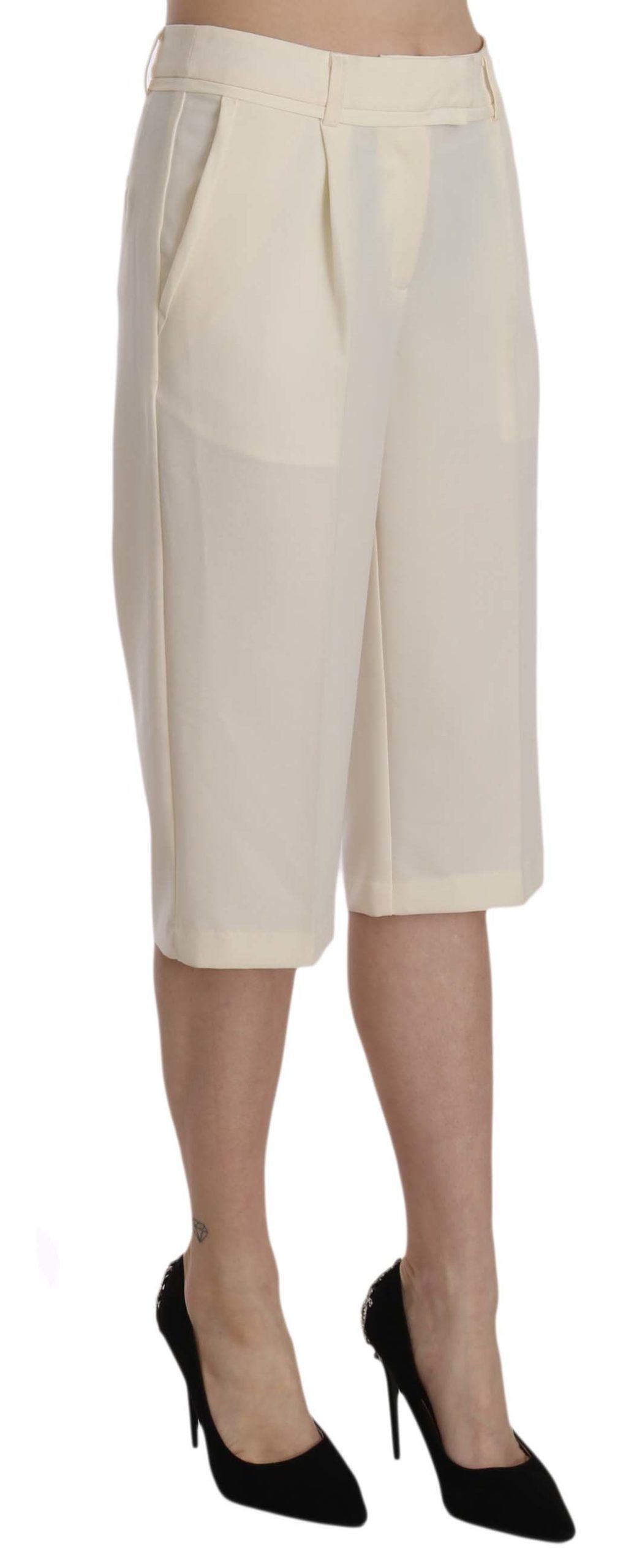 Elegant Straight Cropped Pants in Cream - ventzia