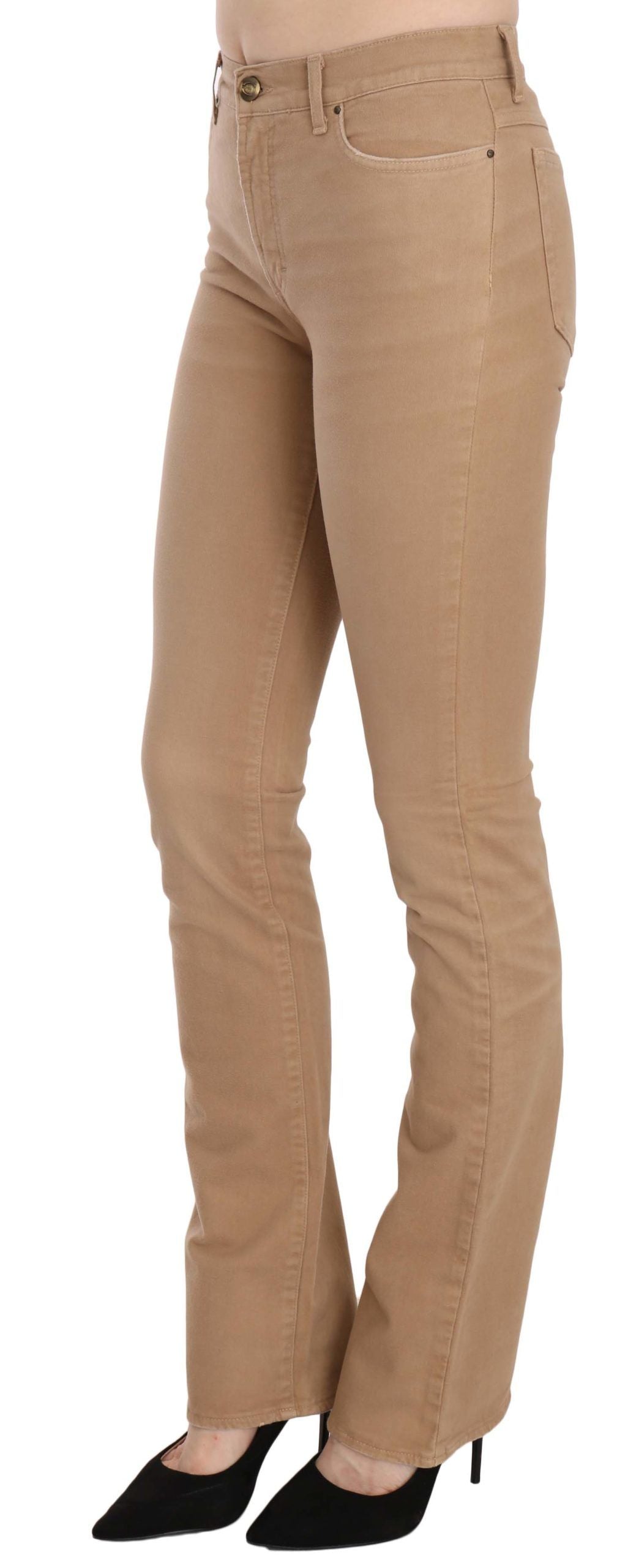 Chic Brown Mid Waist Skinny Trousers - ventzia