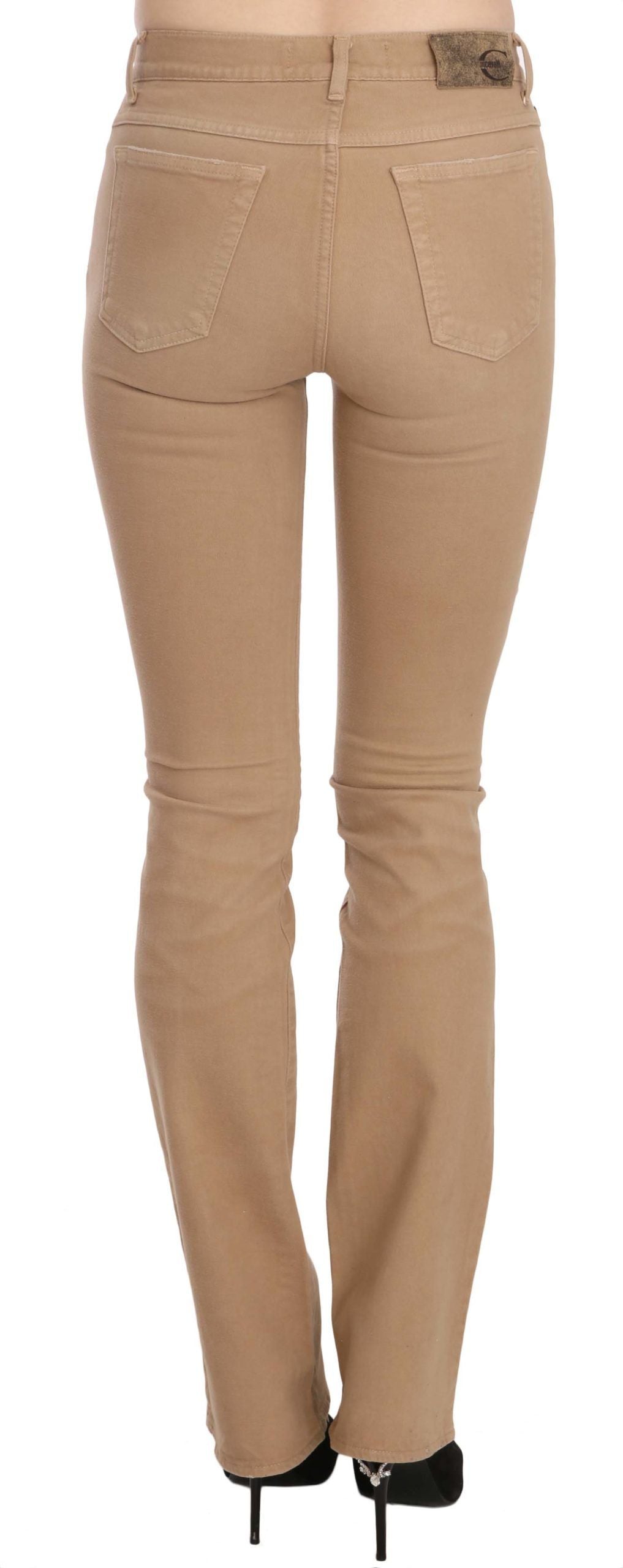 Chic Brown Mid Waist Skinny Trousers - ventzia