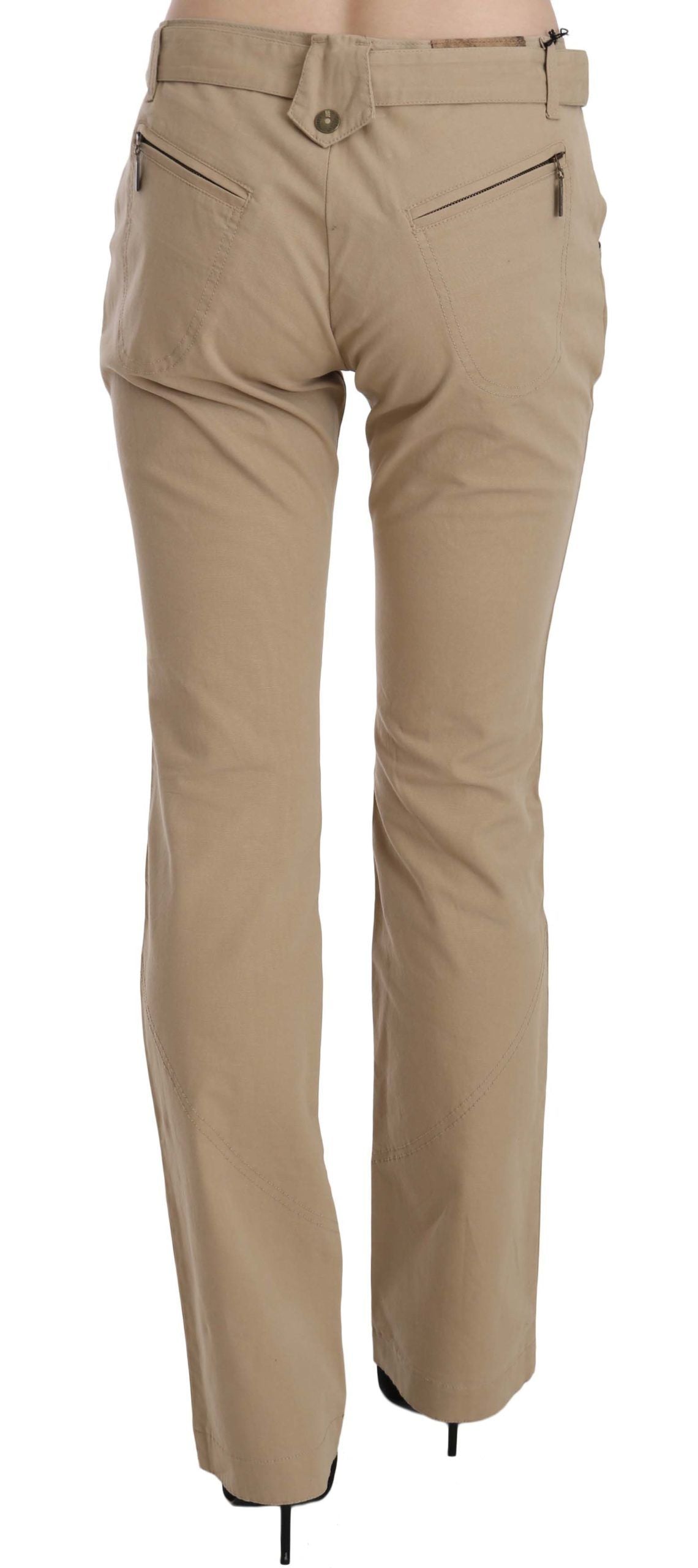 Beige Mid Waist Straight Leg Pants - ventzia