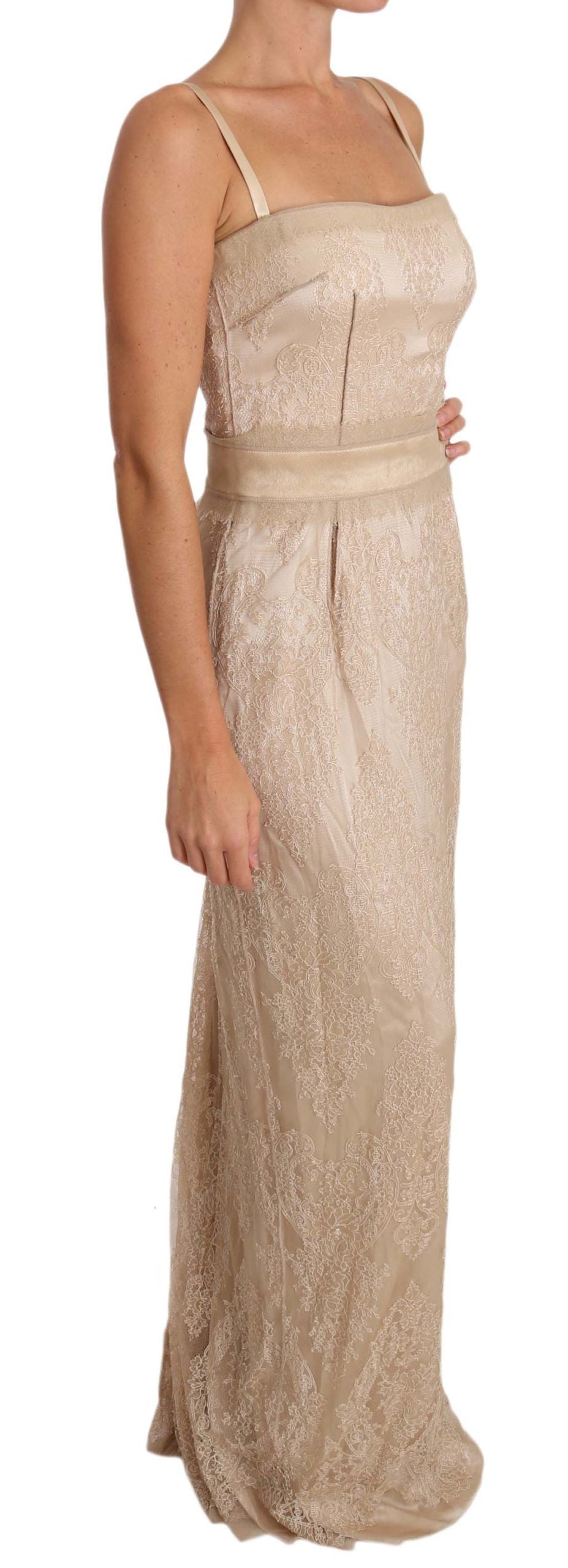 Elegant Beige Sheath Floor-Length Dress - ventzia