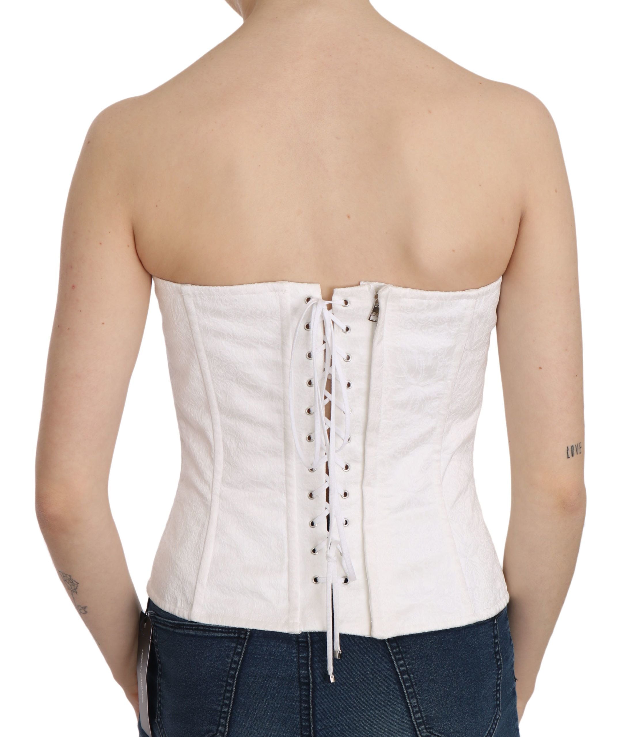 Elegant White Strapless Corset Top - ventzia