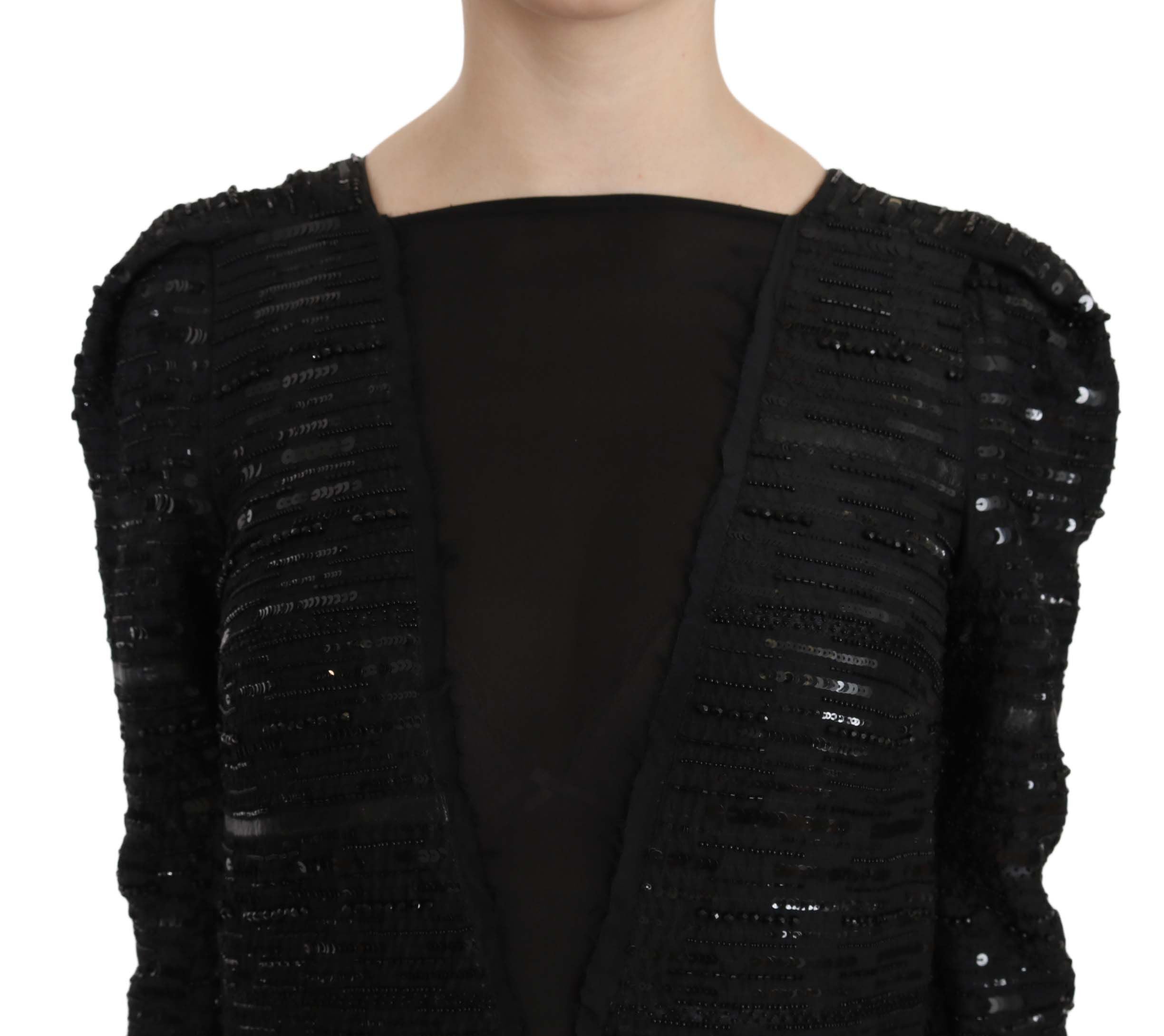 Black Silk Sheath Maxi Dress with Sequins - ventzia