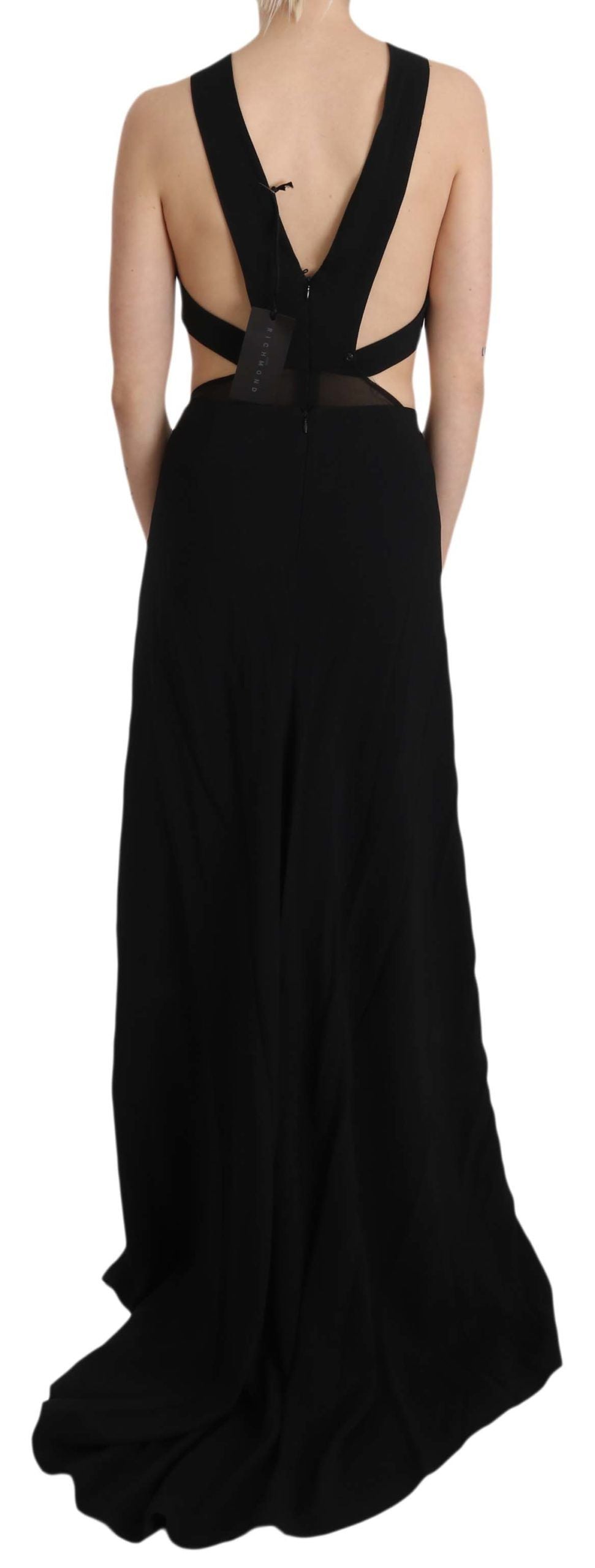 Elegant Flare Maxi Evening Dress with Crystal Accents - ventzia