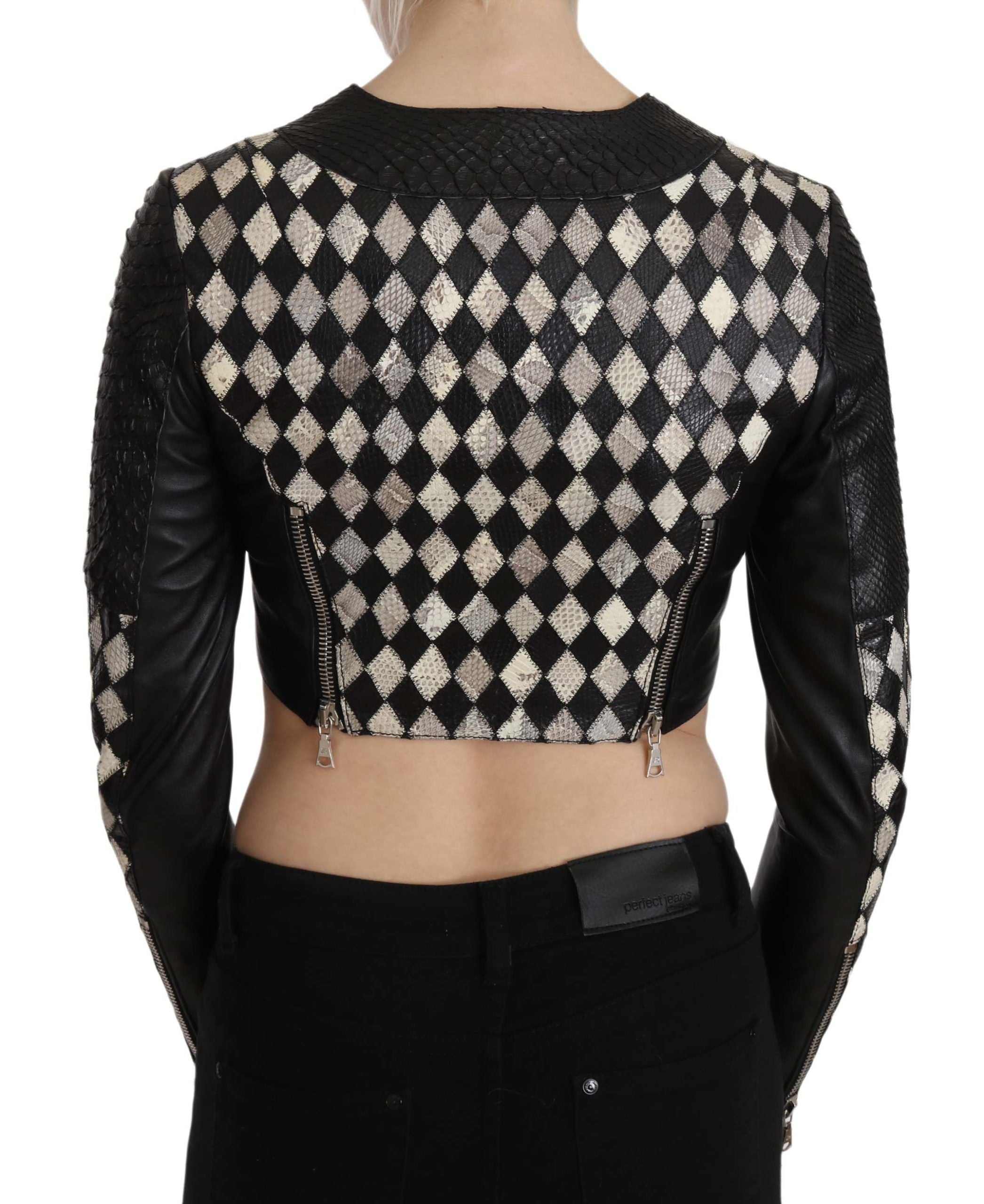 Chic Biker-Inspired Cropped Leather Jacket - ventzia