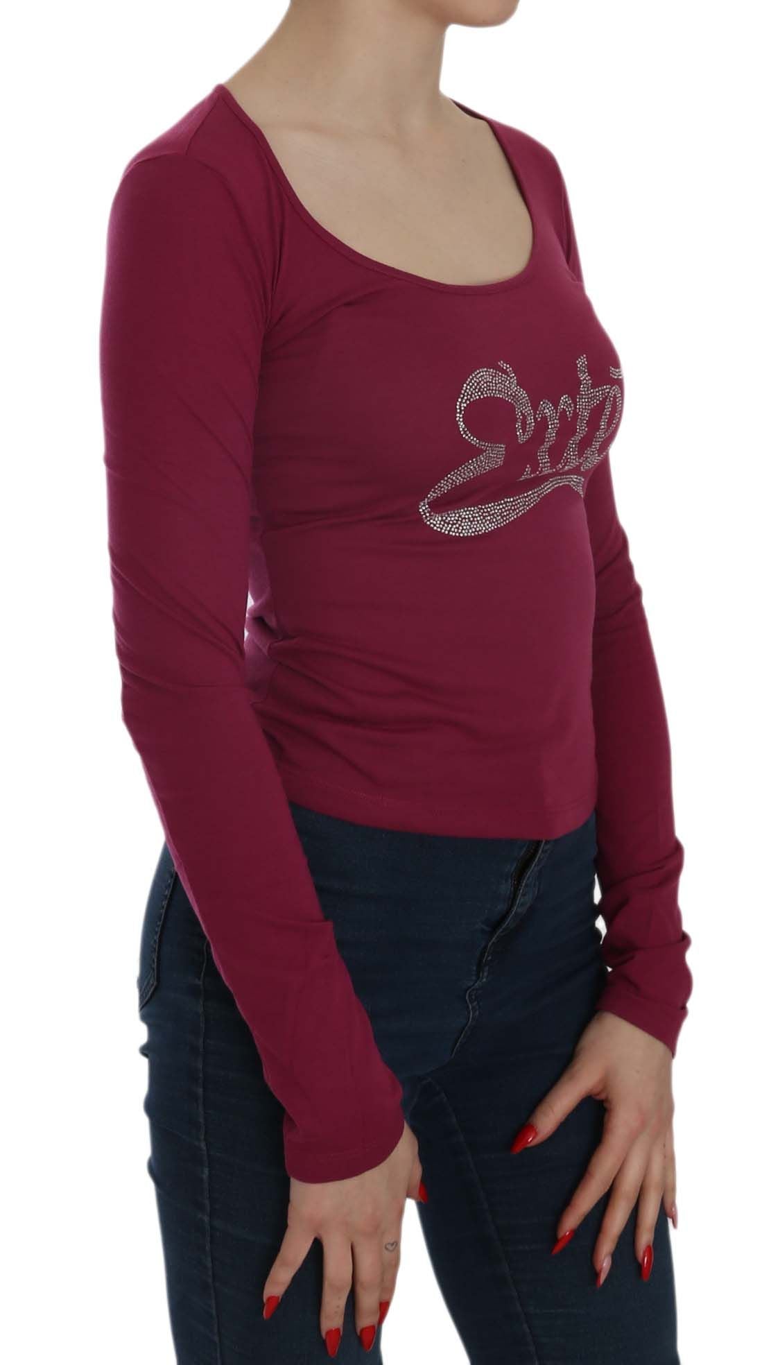 Fuchsia Crystal Embellished U-Neck Blouse - ventzia
