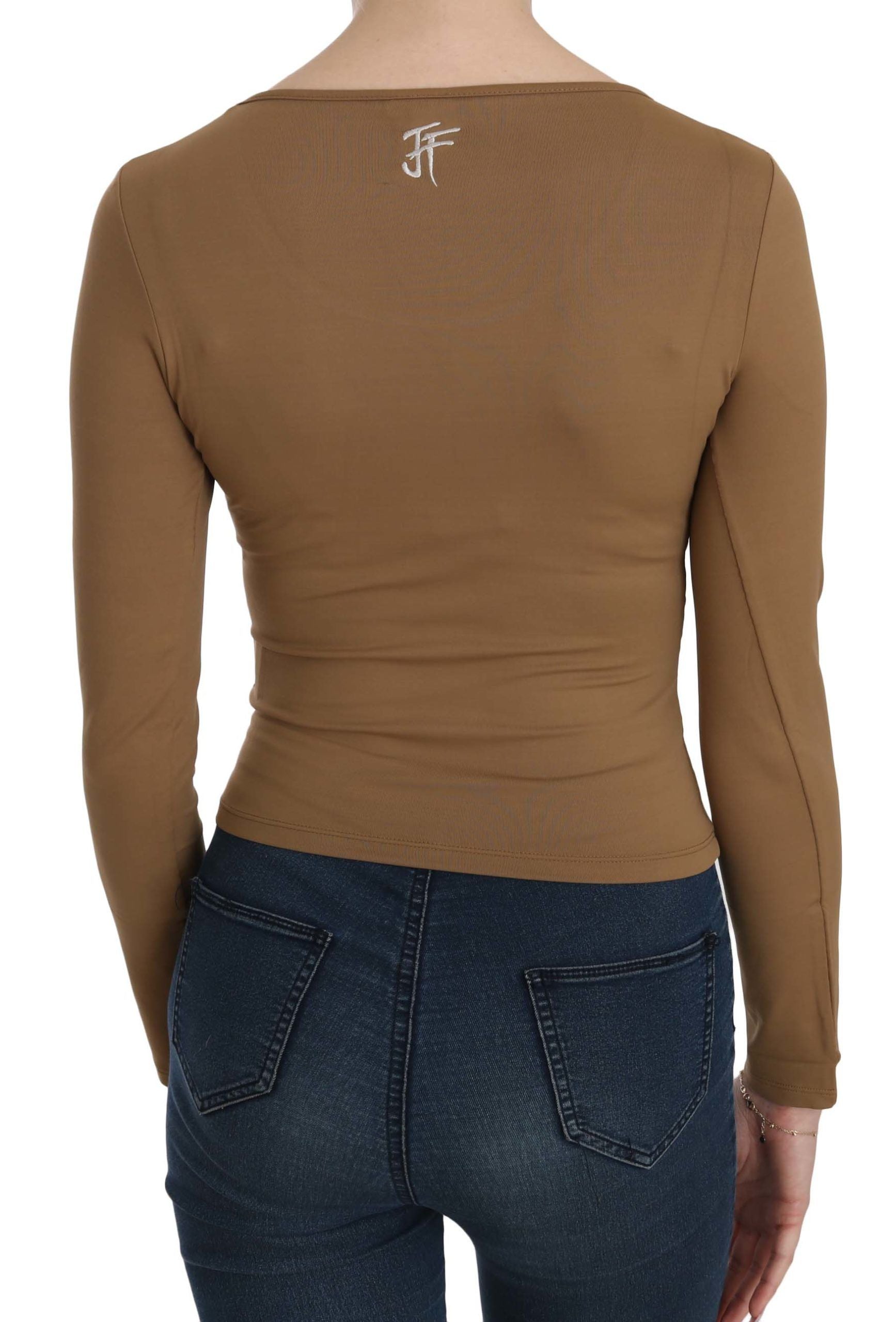 Elegant Brown Fitted Blouse for Sophisticated Evenings - ventzia