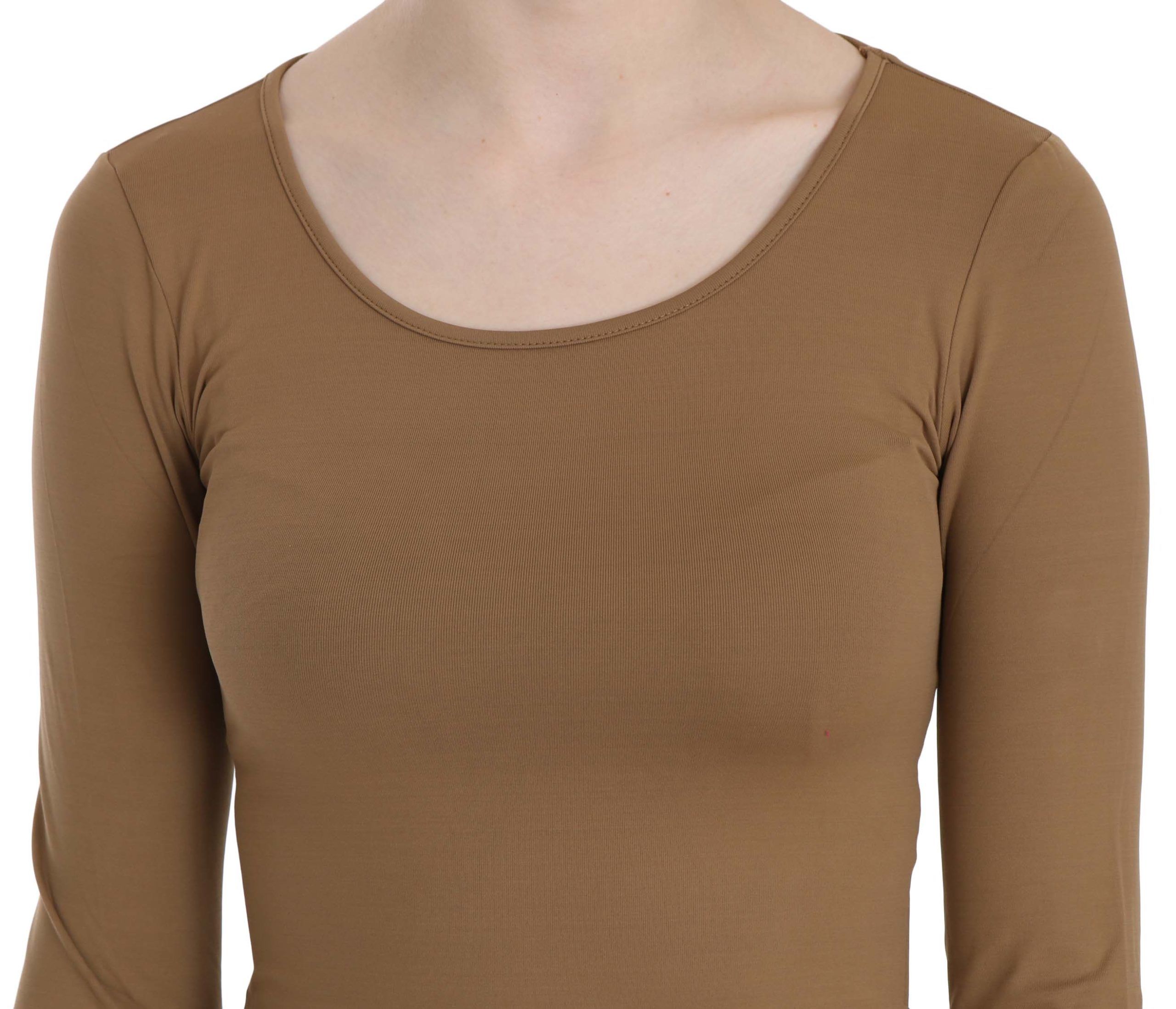 Elegant Brown Fitted Blouse for Sophisticated Evenings - ventzia