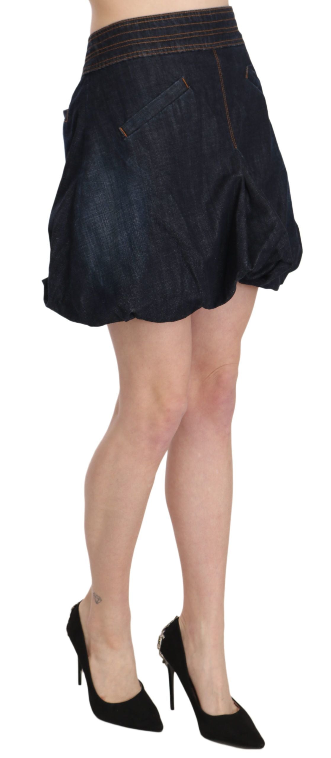 Chic Dark Blue A-Line Mini Skirt - ventzia