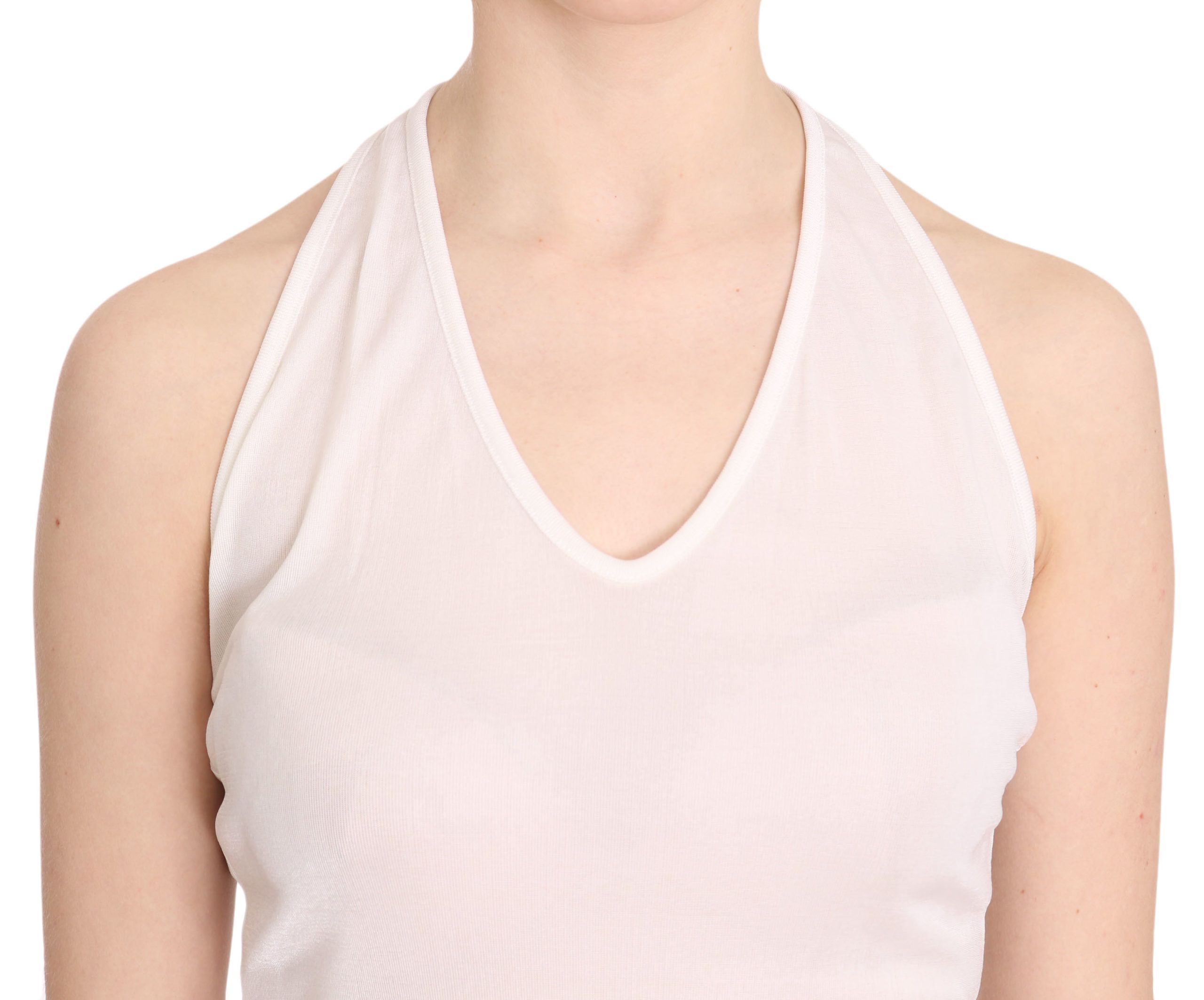 Elegant White Halter Casual Tank Top - ventzia