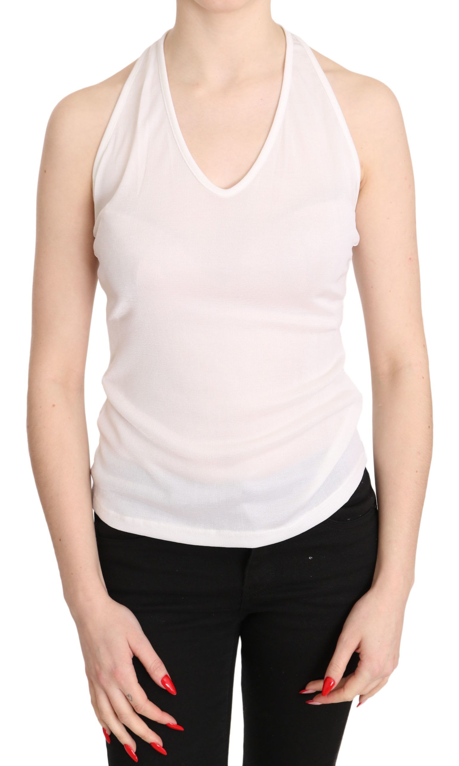 Elegant White Halter Casual Tank Top - ventzia