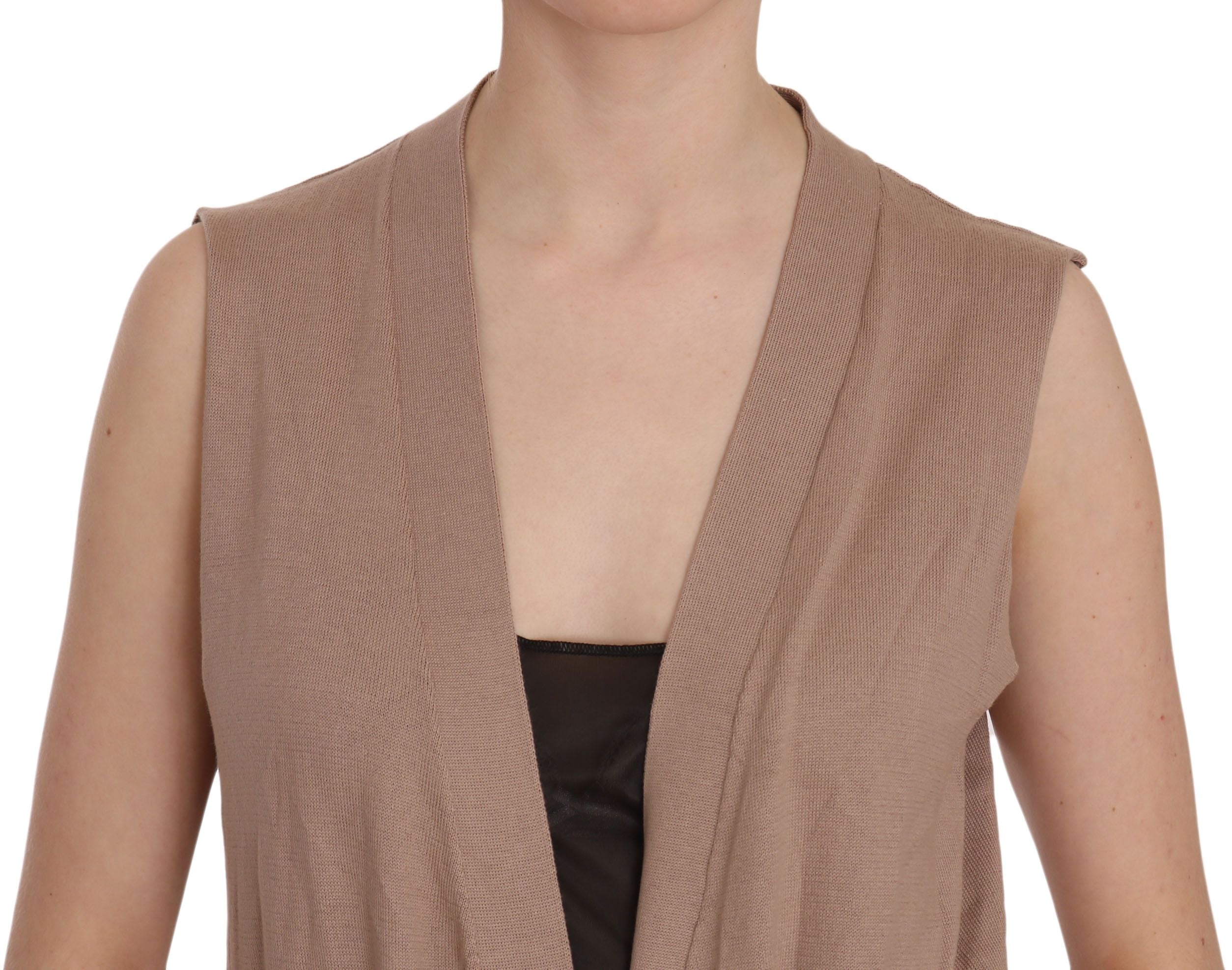 Chic Sleeveless Cotton Cardigan Vest - Elegant Brown - ventzia