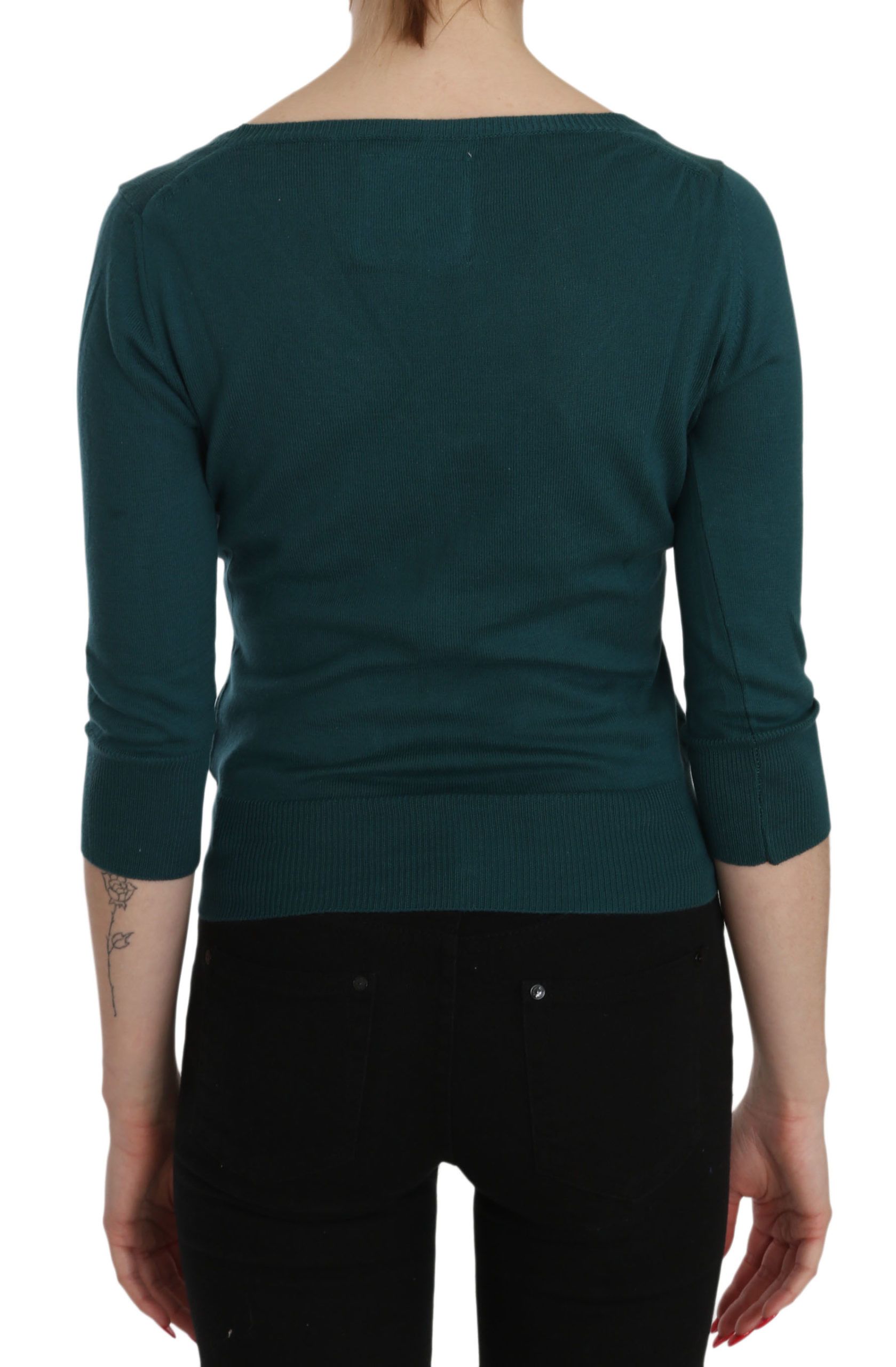 Chic Blue Green Cotton Cardigan Top - ventzia