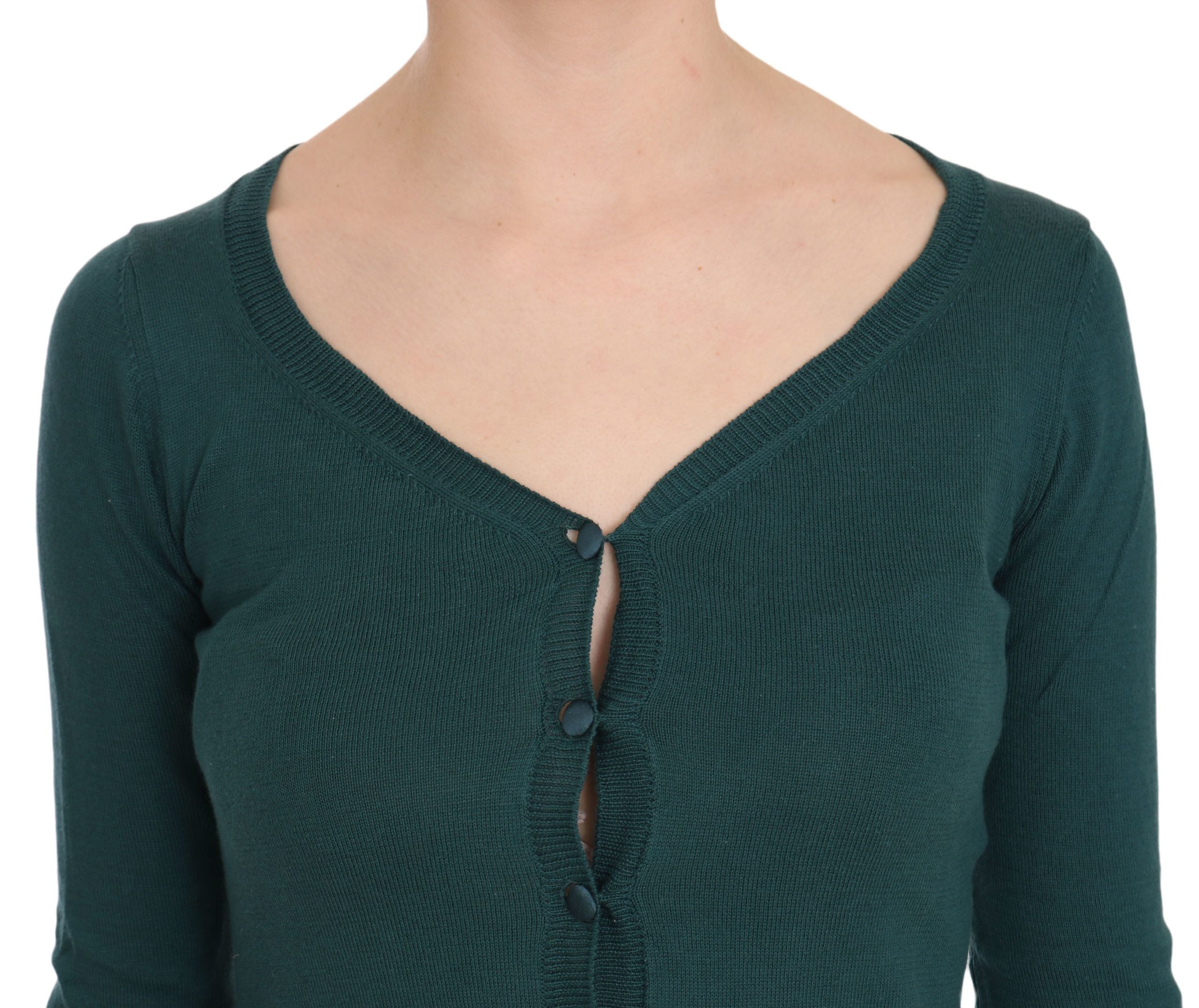 Chic Blue Green Cotton Cardigan Top - ventzia