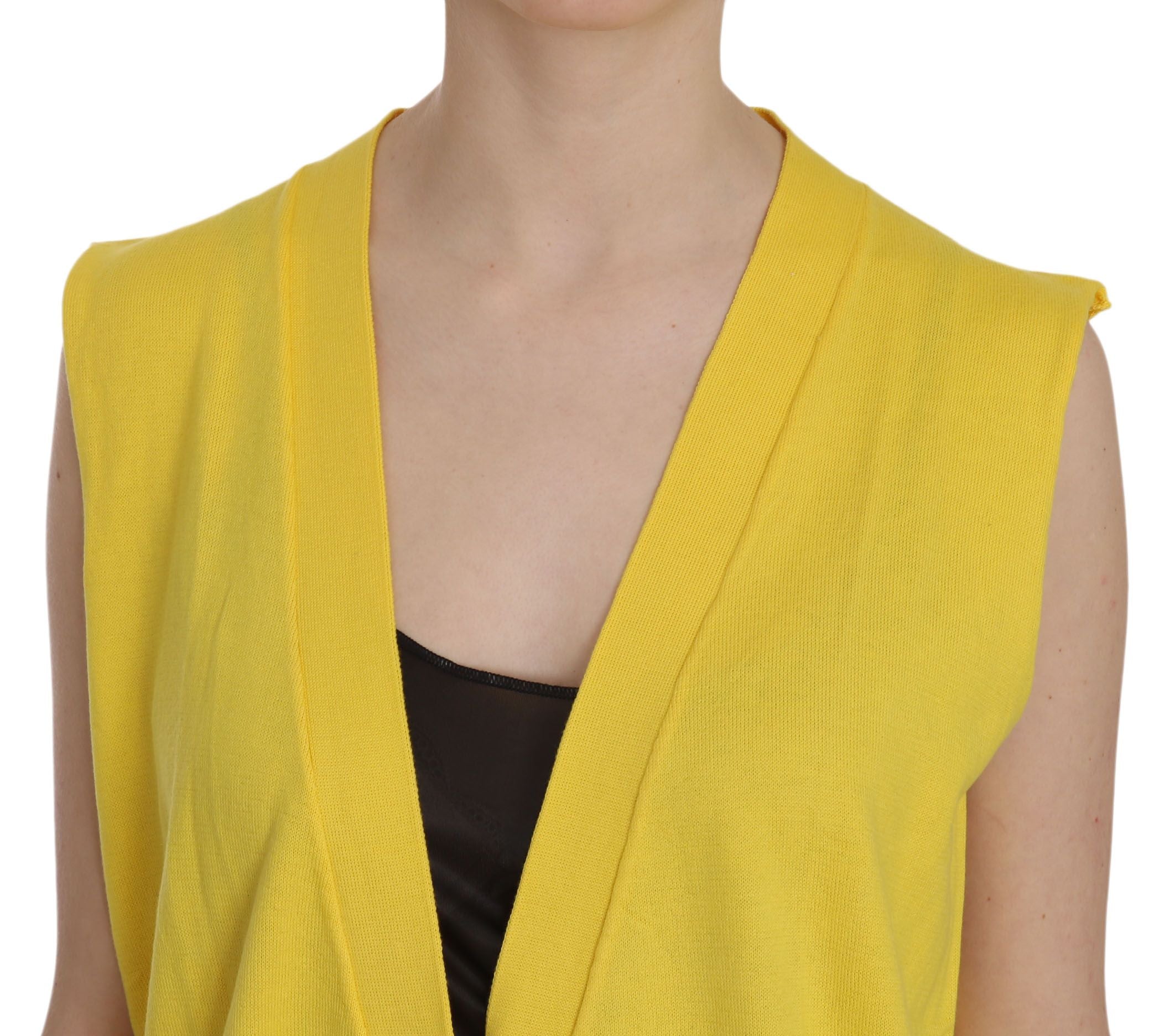 Elegant Yellow Sleeveless Cotton Vest - ventzia