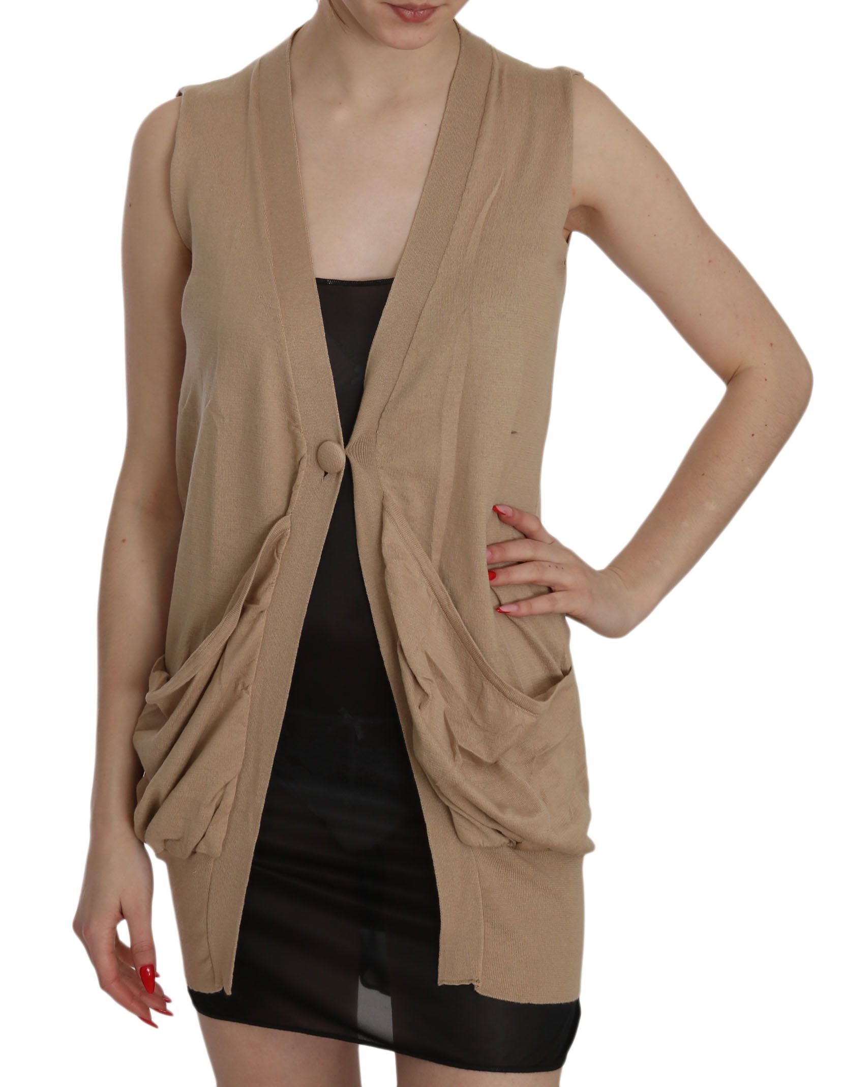 Elegant Sleeveless Cotton Cardigan Top - ventzia
