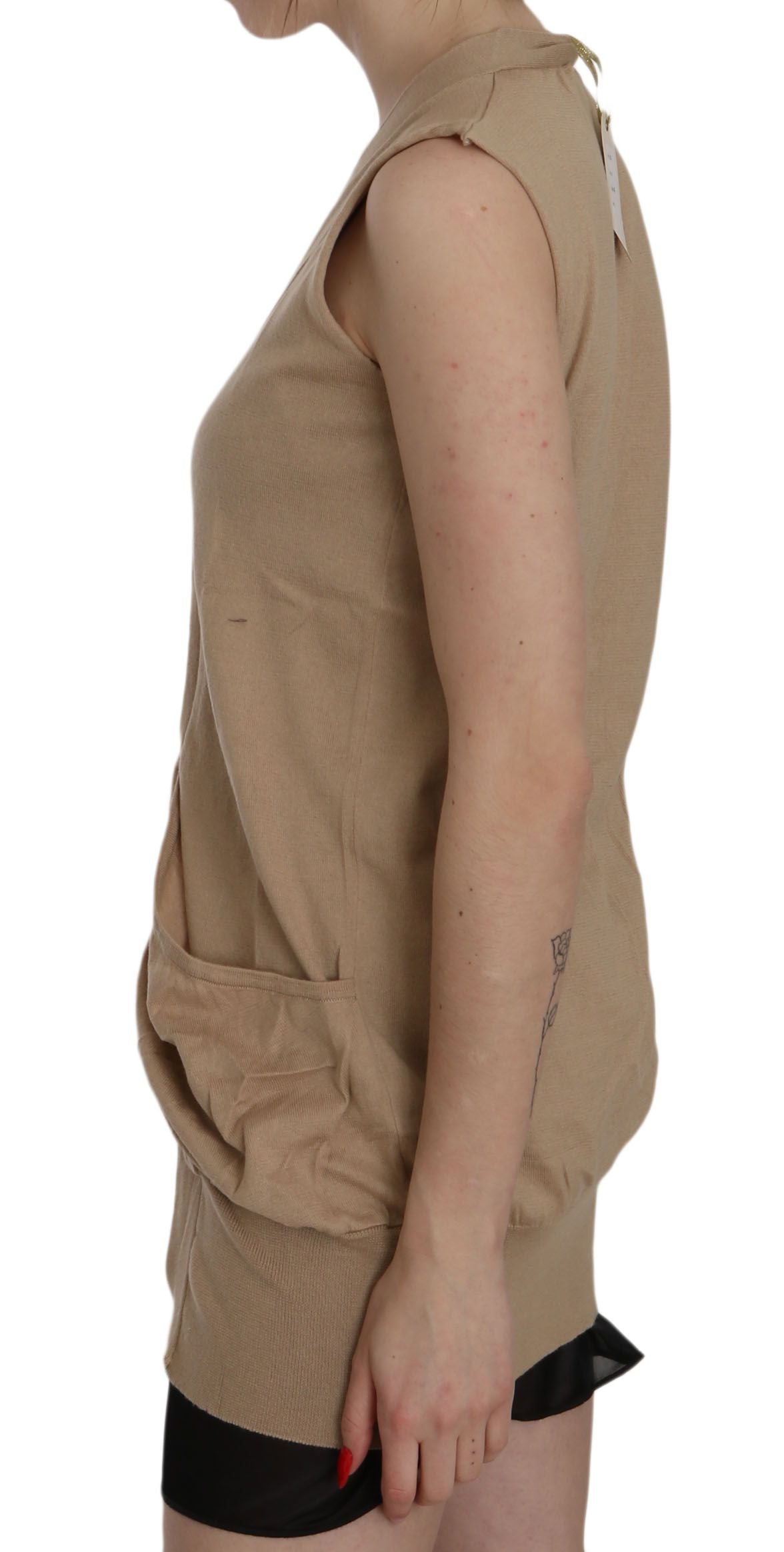 Elegant Sleeveless Cotton Cardigan Top - ventzia