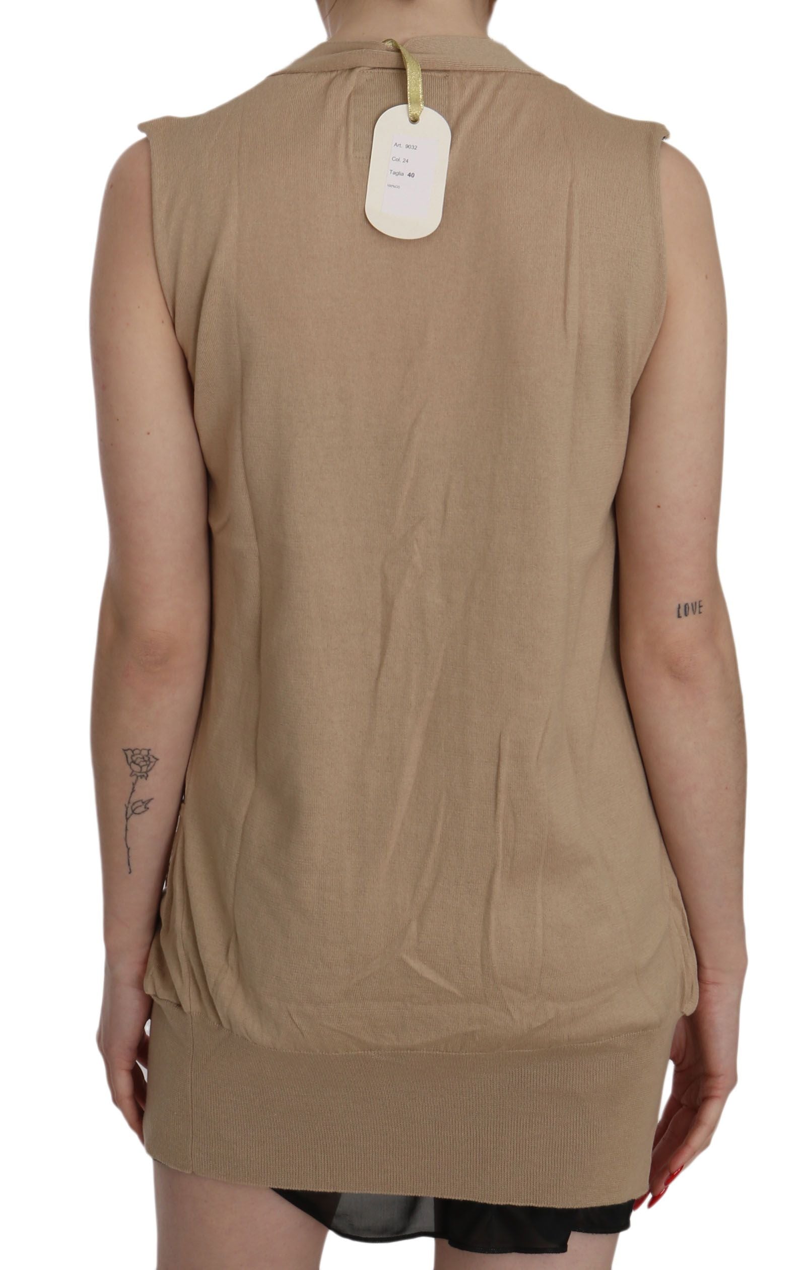 Elegant Sleeveless Cotton Cardigan Top - ventzia