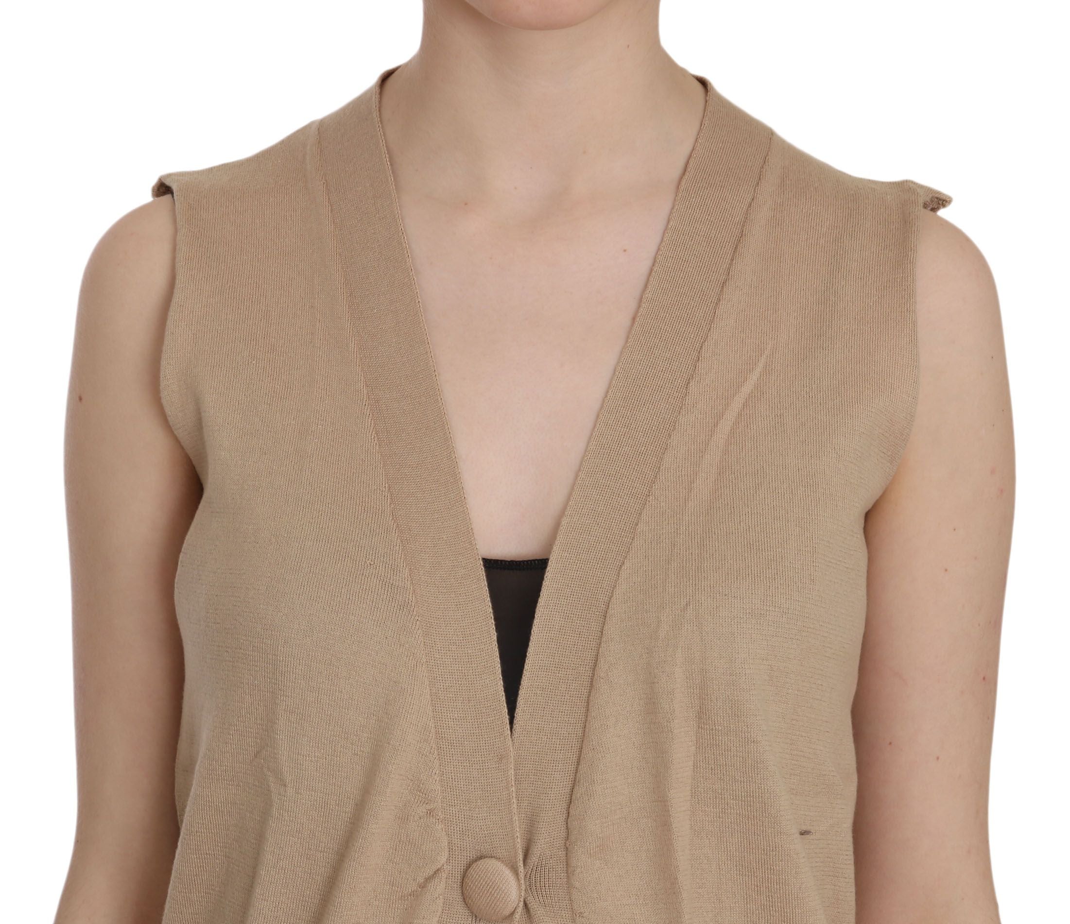 Elegant Sleeveless Cotton Cardigan Top - ventzia
