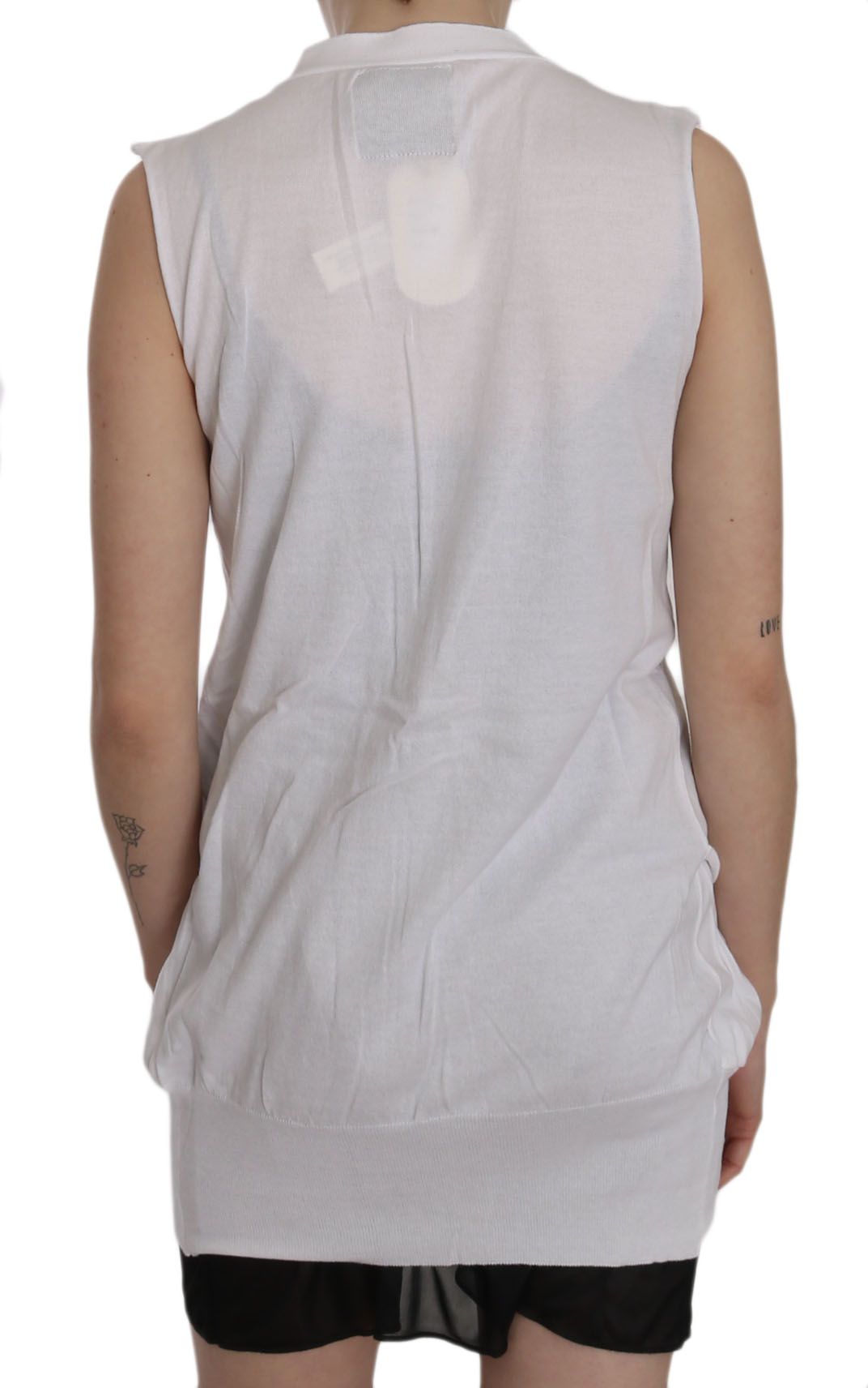 Elegant Sleeveless Cotton Vest in Pristine White - ventzia
