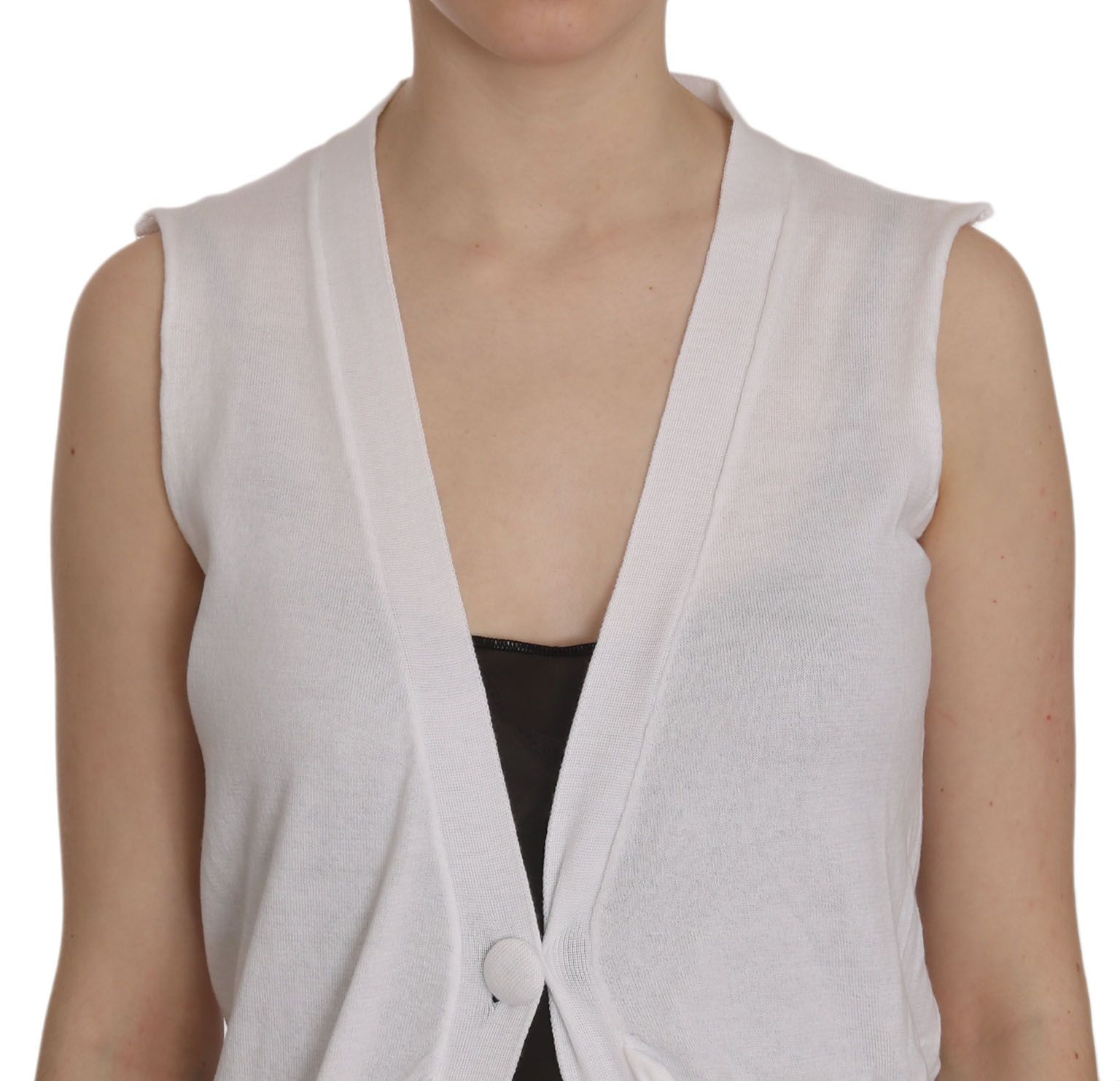 Elegant Sleeveless Cotton Vest in Pristine White - ventzia