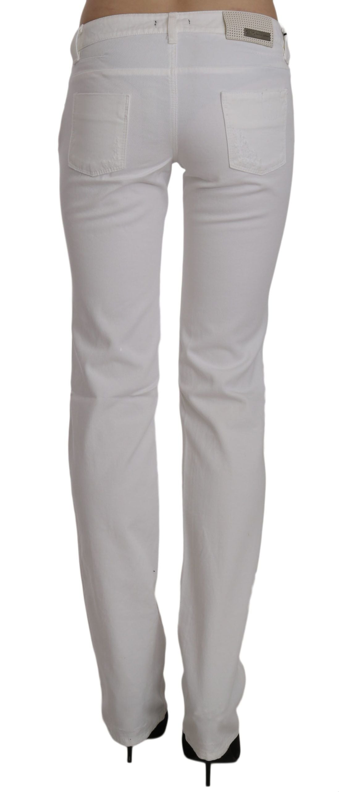 Chic White Slim Fit Cotton Jeans - ventzia