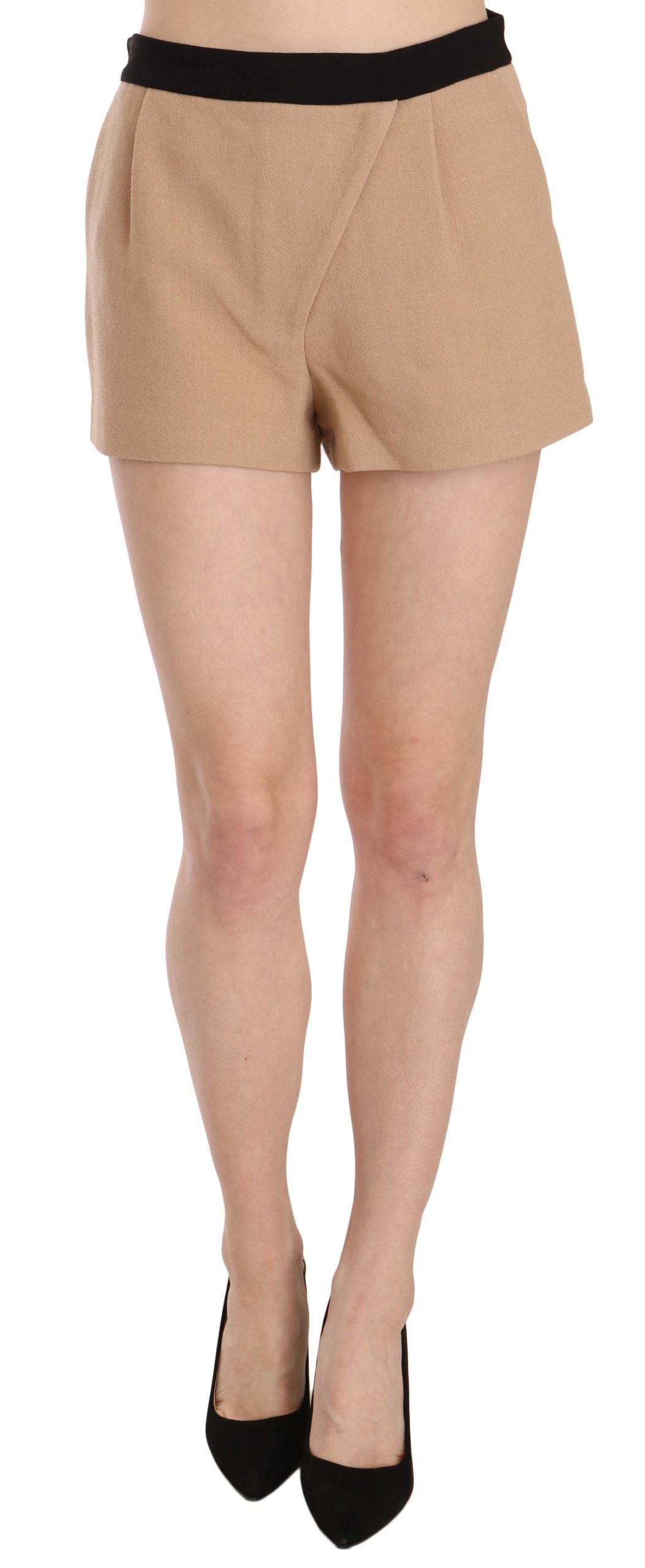 Chic Beige Mid Waist Mini Shorts - ventzia