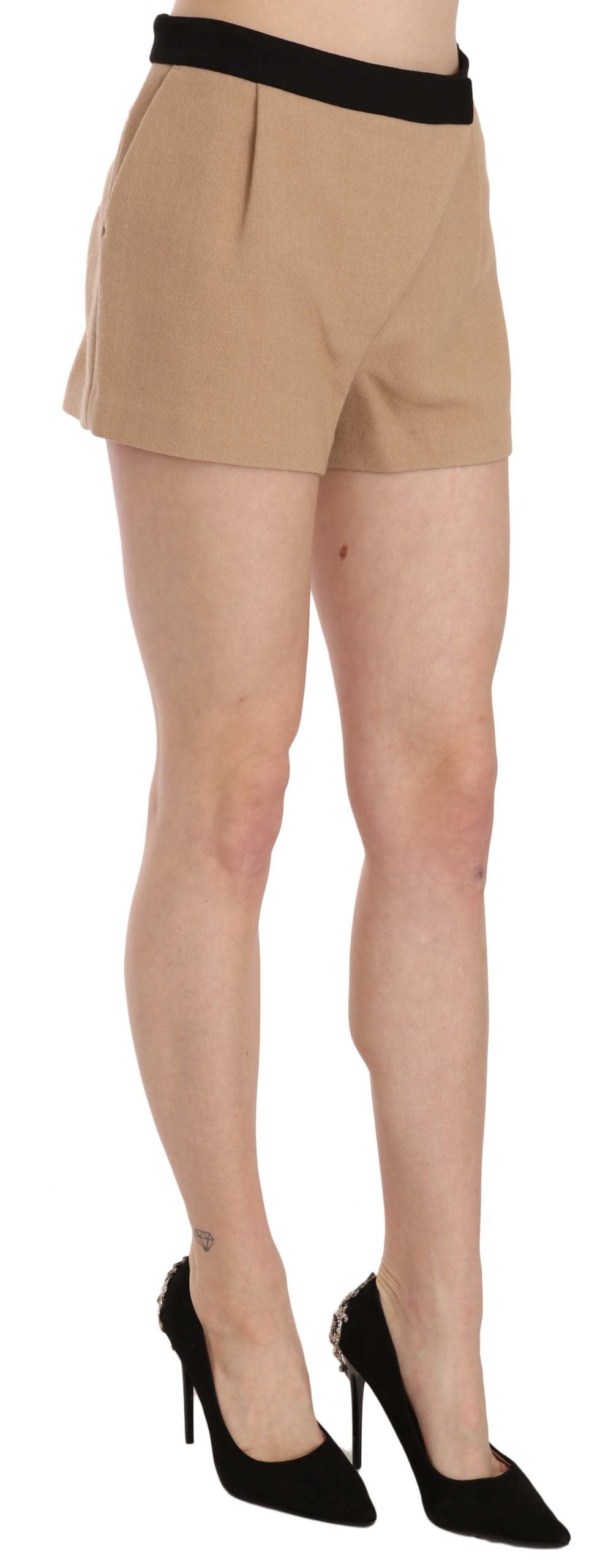 Chic Beige Mid Waist Mini Shorts - ventzia