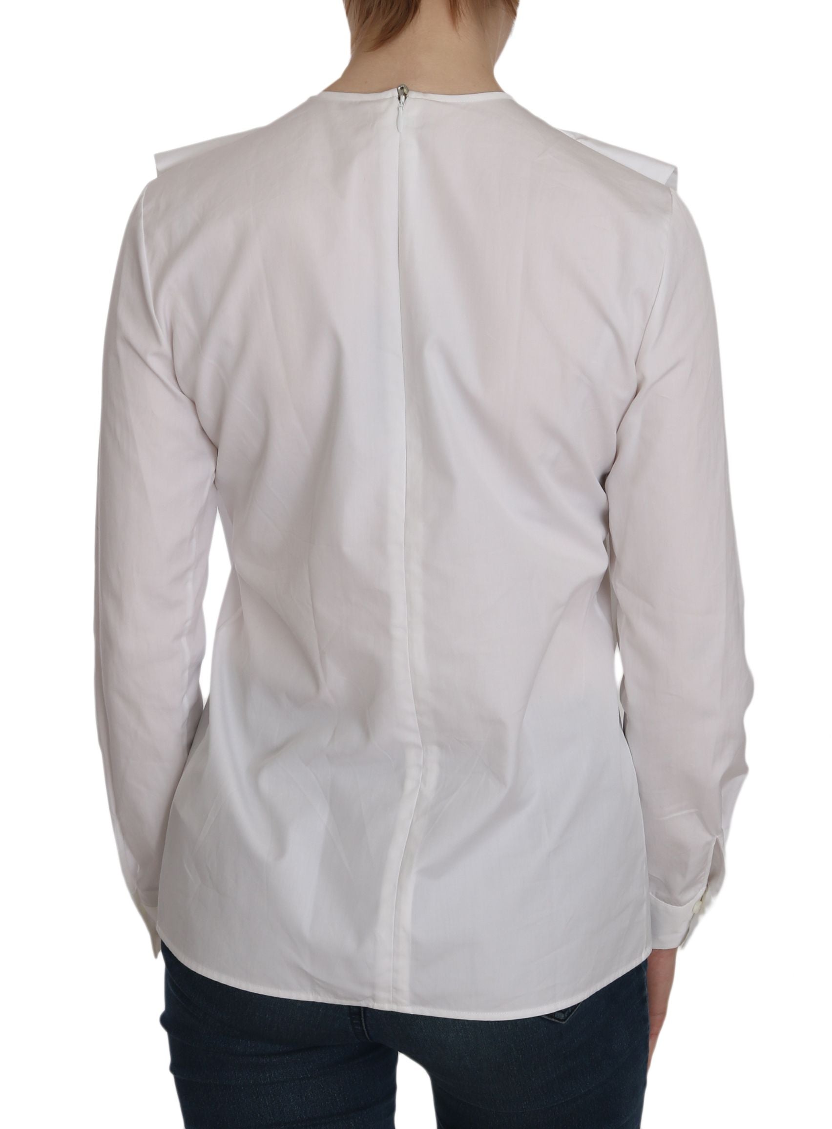 Elegant White Cotton Crew Neck Top - ventzia