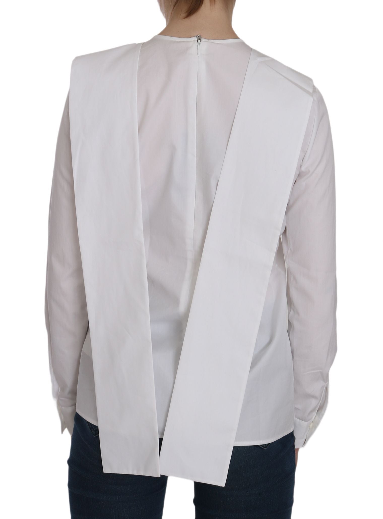 Elegant White Cotton Crew Neck Top - ventzia