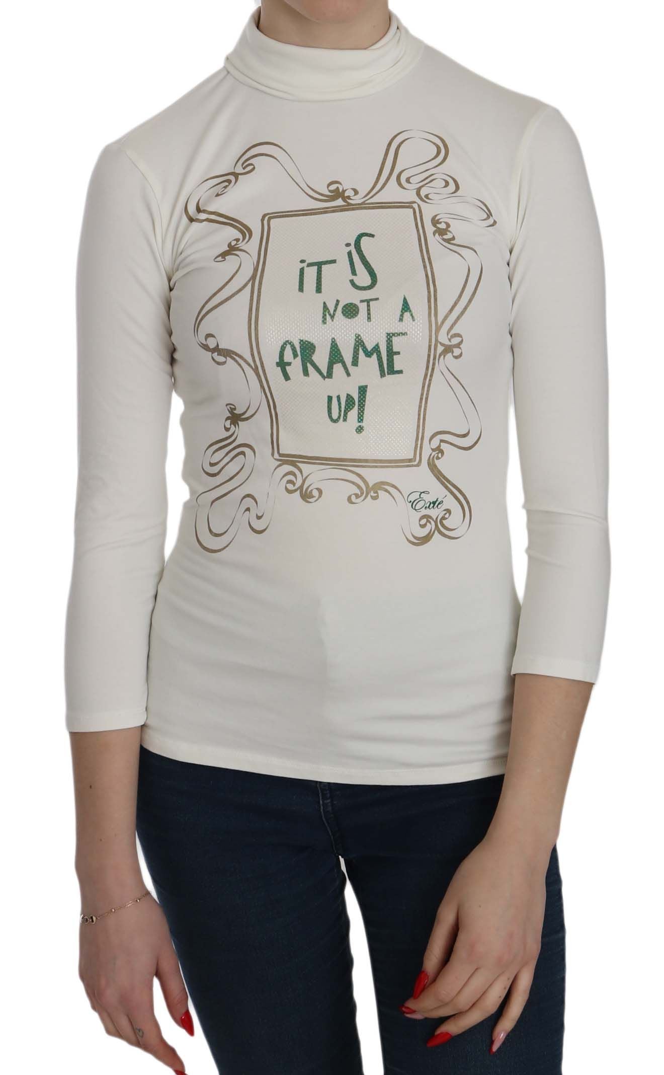 Chic White Printed Turtle Neck Blouse - ventzia