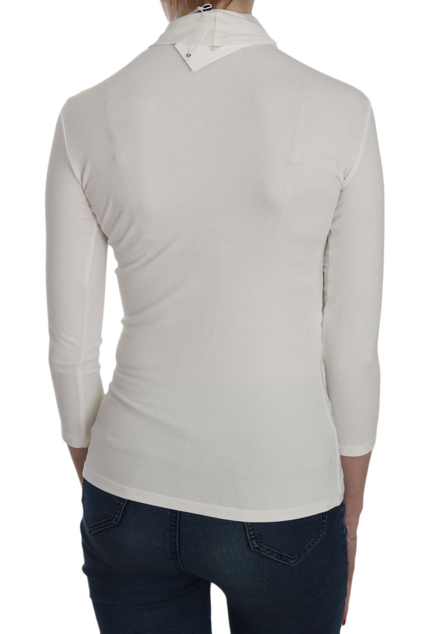 Chic White Printed Turtle Neck Blouse - ventzia