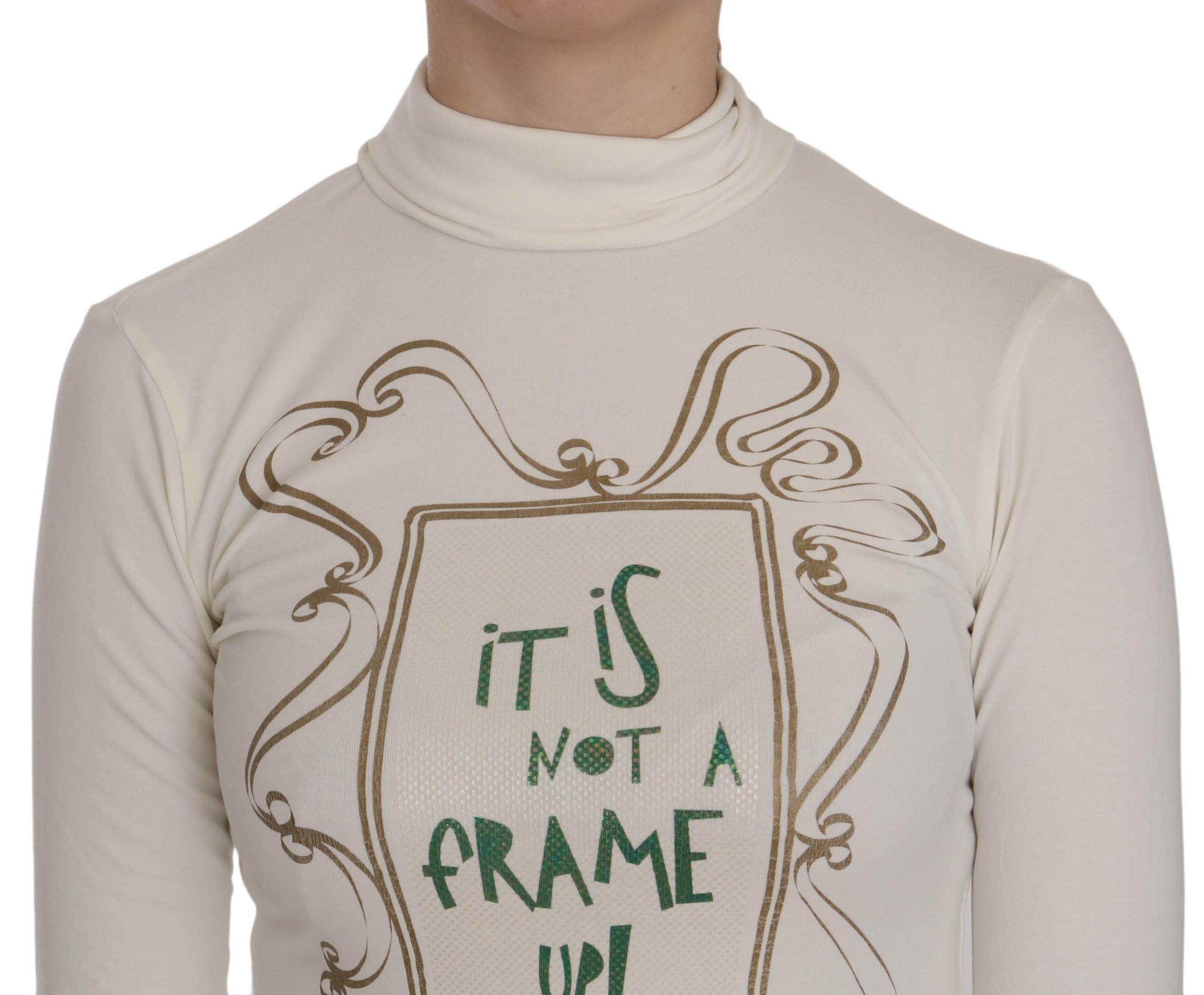 Chic White Printed Turtle Neck Blouse - ventzia