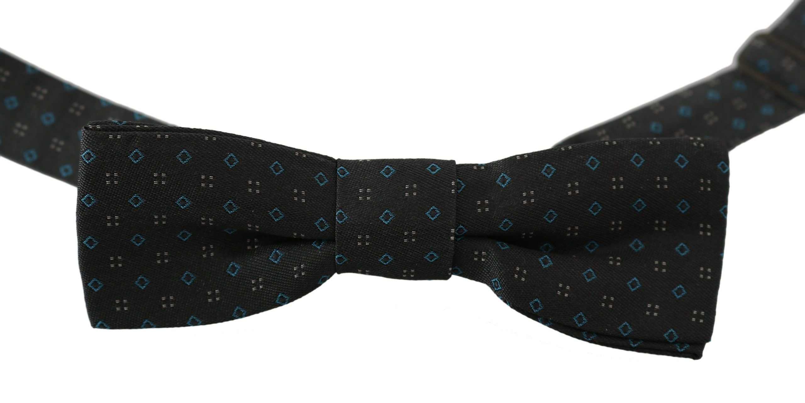 Elegant Gray Silk Patterned Bow Tie - ventzia