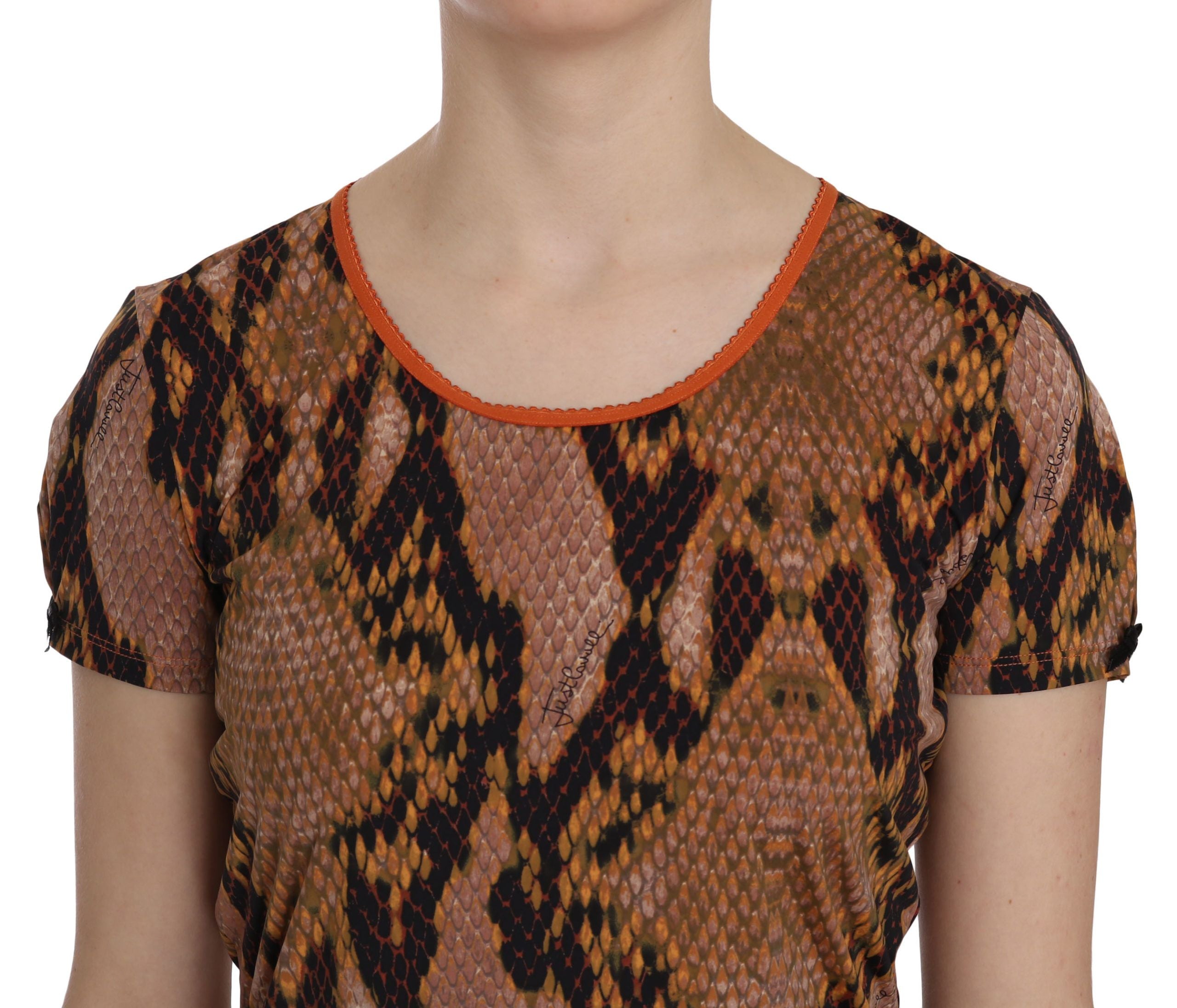 Alluring Brown Snake Skin Pattern Blouse - ventzia