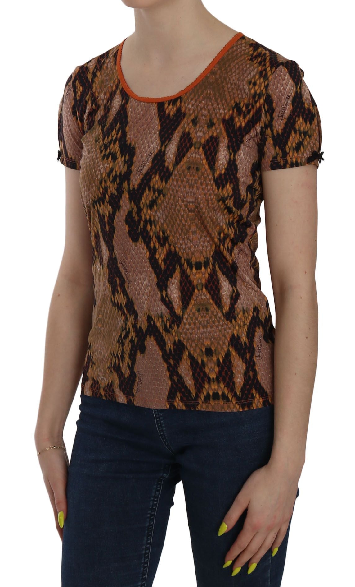 Alluring Brown Snake Skin Pattern Blouse - ventzia