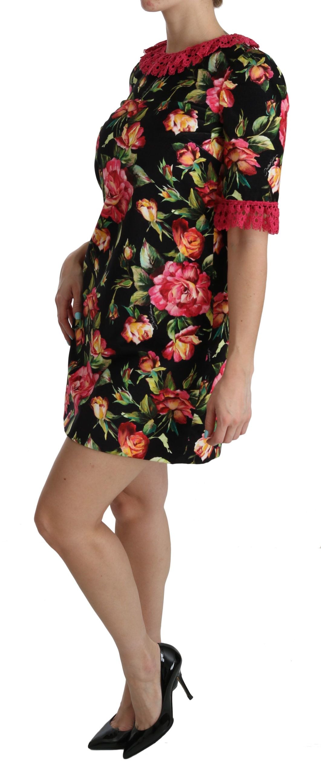 Elegant Floral Lace A-Line Mini Dress - ventzia