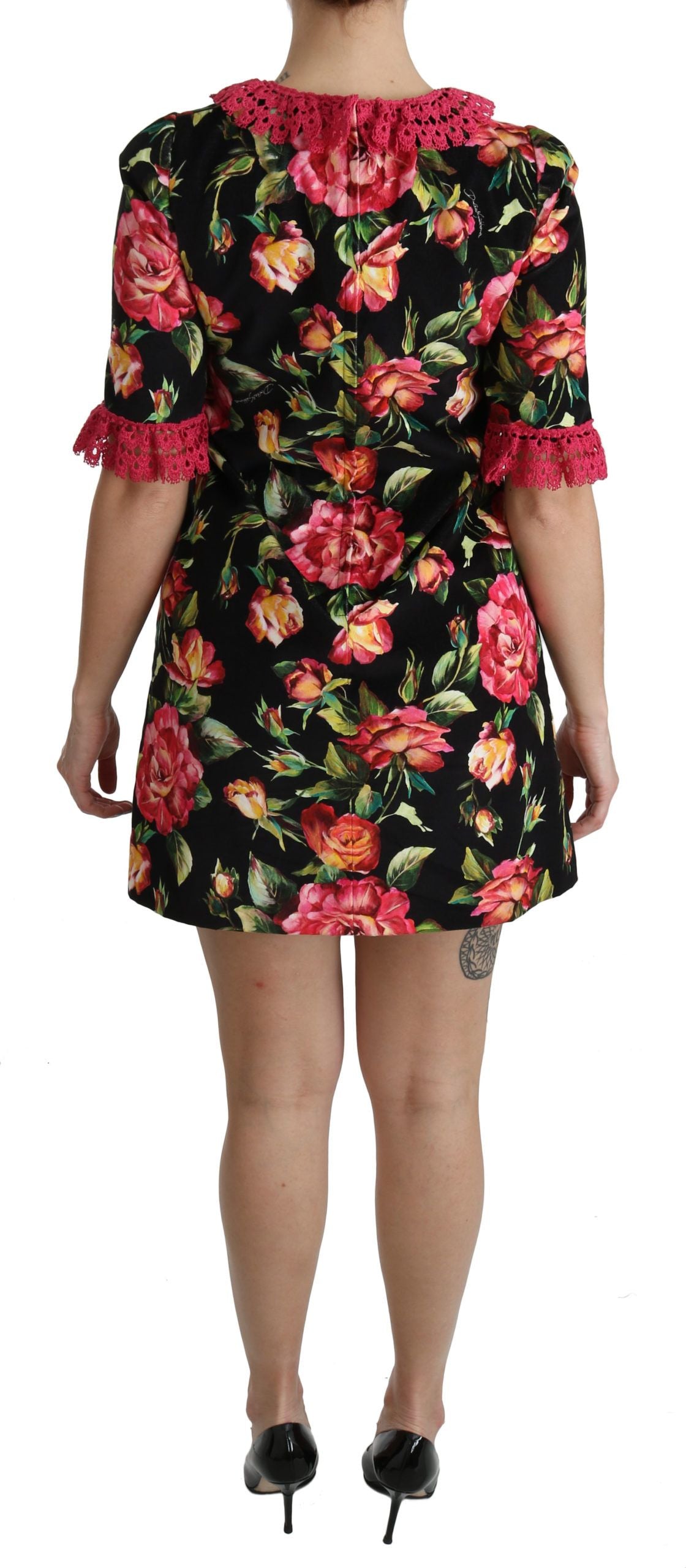 Elegant Floral Lace A-Line Mini Dress - ventzia