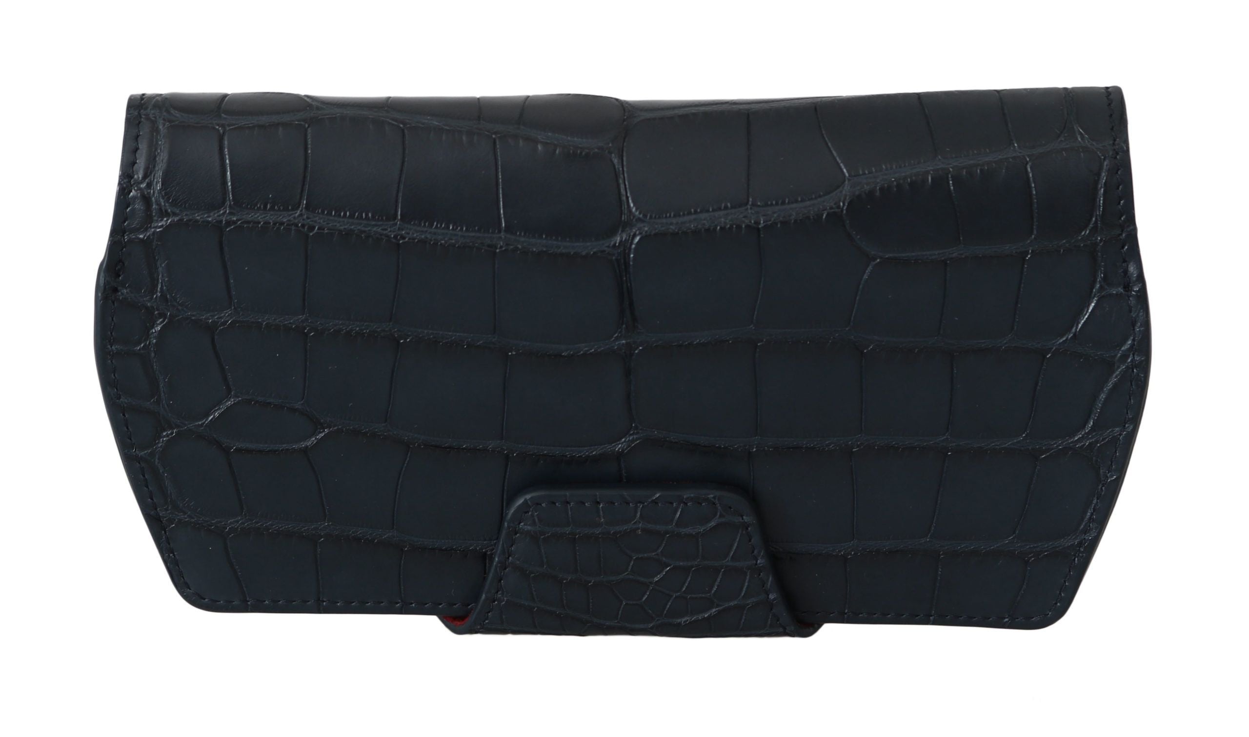Elegant Blue Crocodile Leather Eyewear Pouch - ventzia
