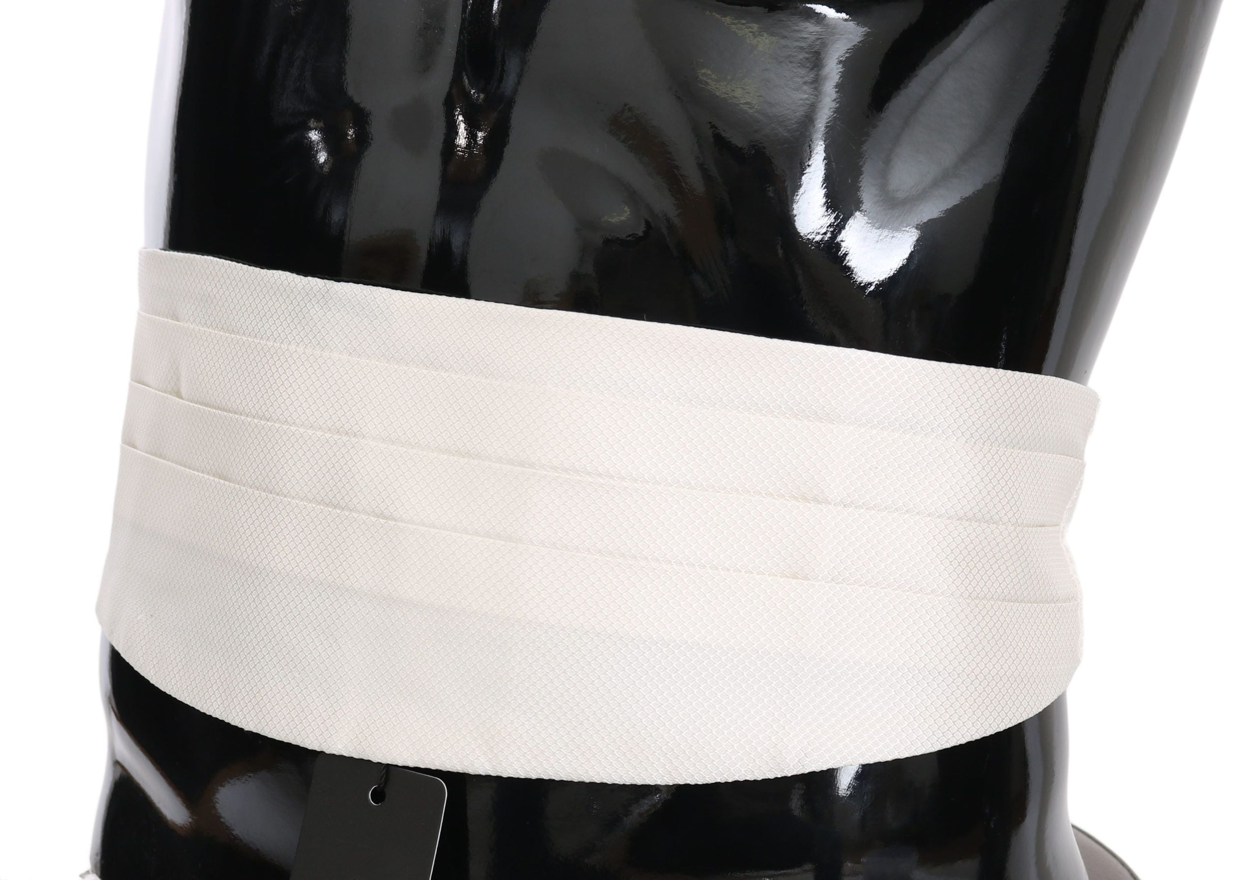 Elegant Silk White Patterned Cummerbund - ventzia