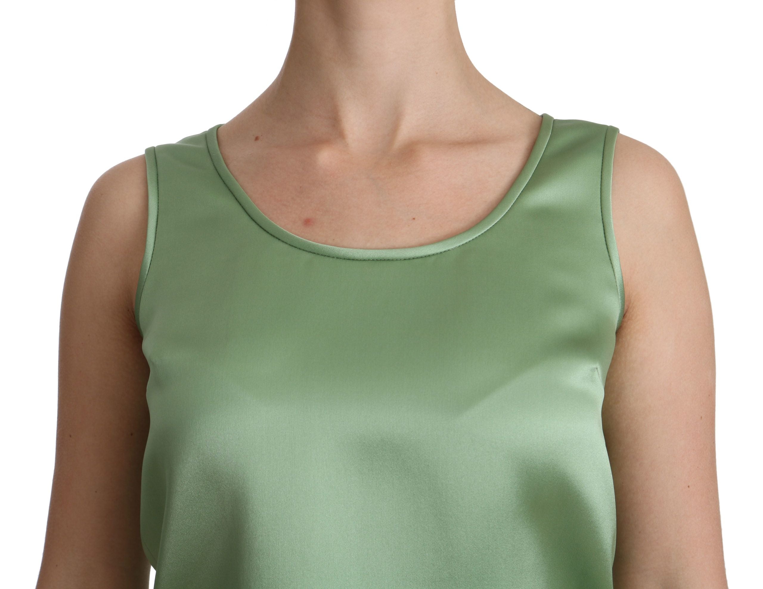 Elegant Silk Sleeveless Top in Light Mint Green - ventzia