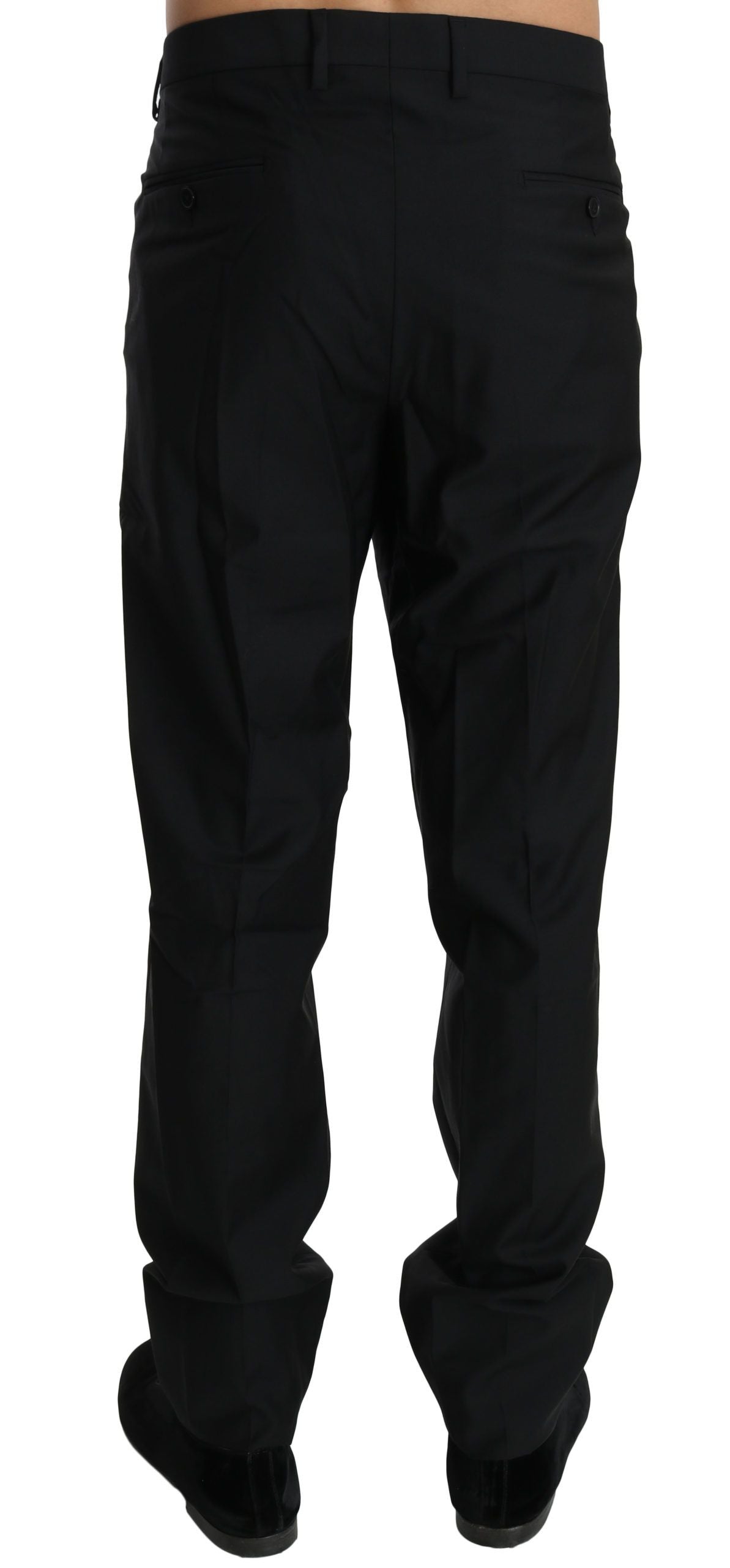 Elegant Black Virgin Wool Dress Pants - ventzia