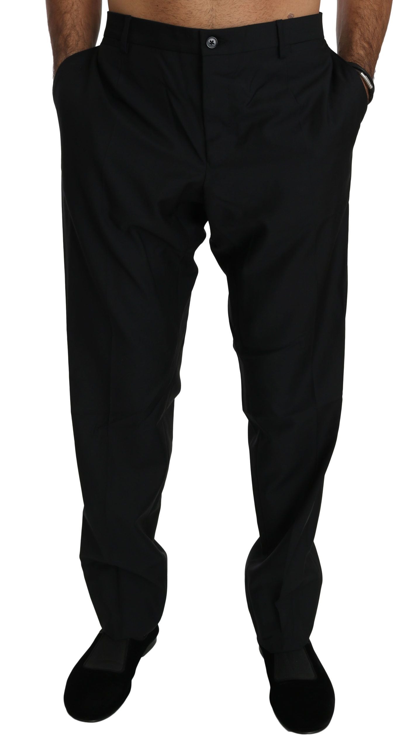 Elegant Black Virgin Wool Dress Pants - ventzia