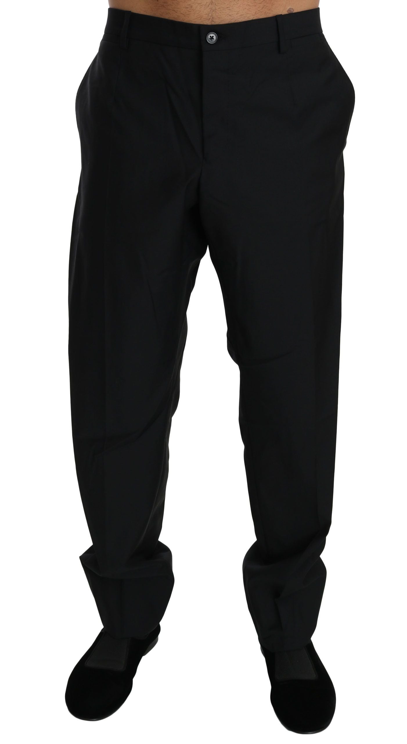 Elegant Black Virgin Wool Dress Pants - ventzia