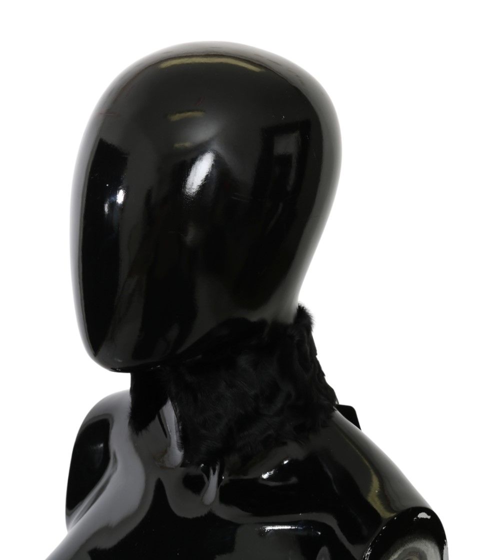 Elegant Black Lambskin Scarf - ventzia