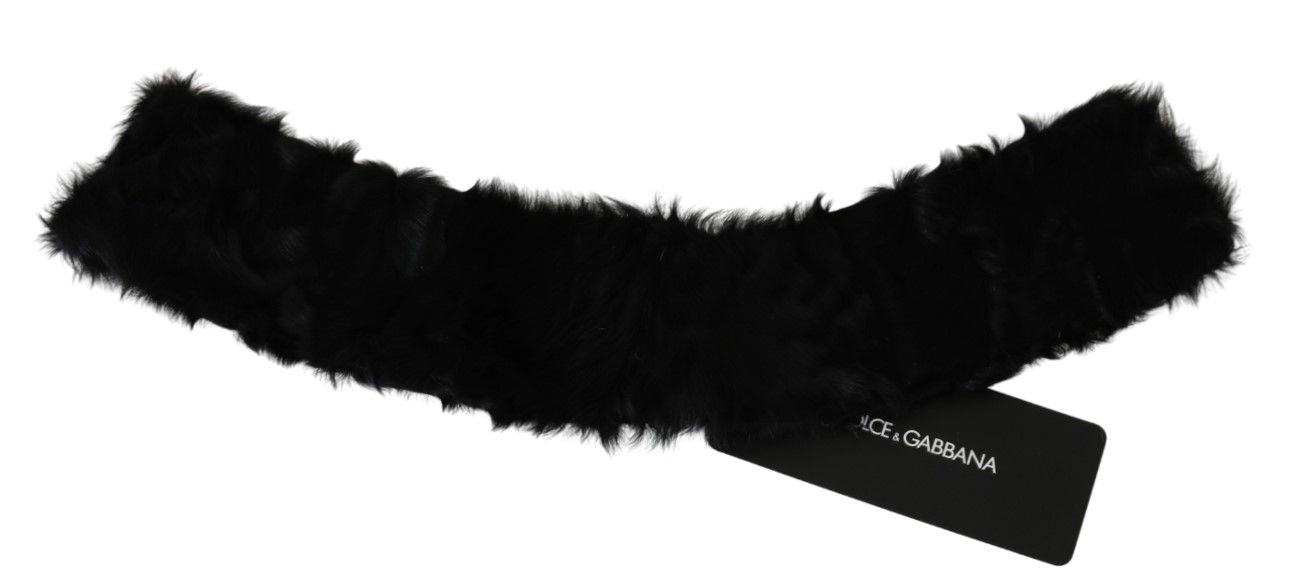 Elegant Black Lambskin Scarf - ventzia
