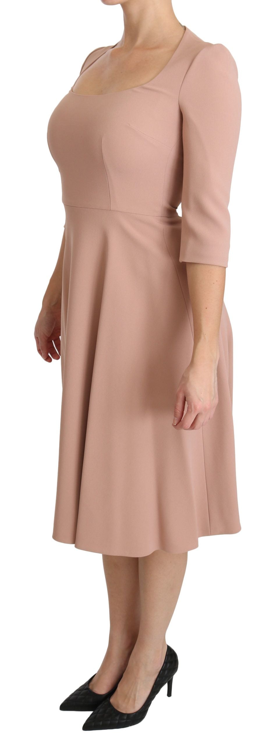 Elegant Light Pink A-Line Knee Length Dress - ventzia