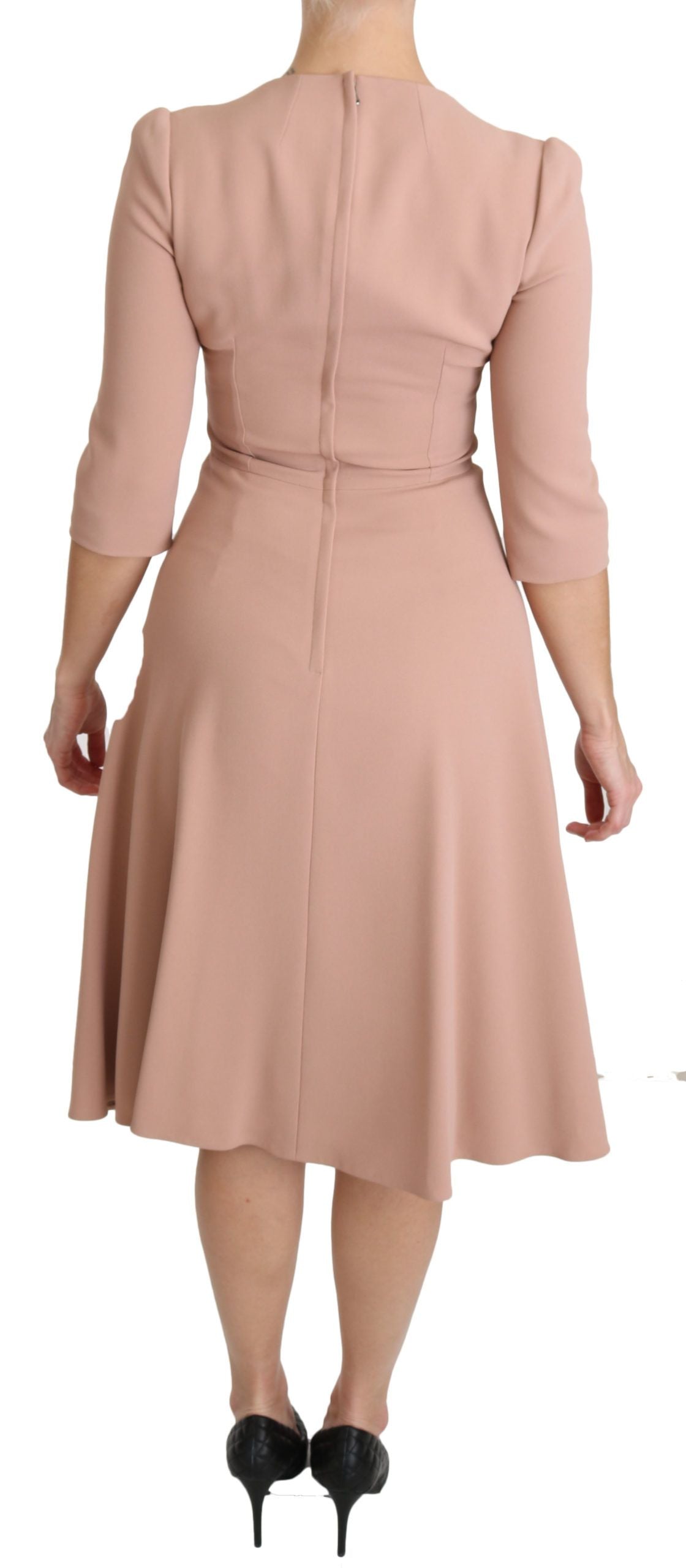 Elegant Light Pink A-Line Knee Length Dress - ventzia