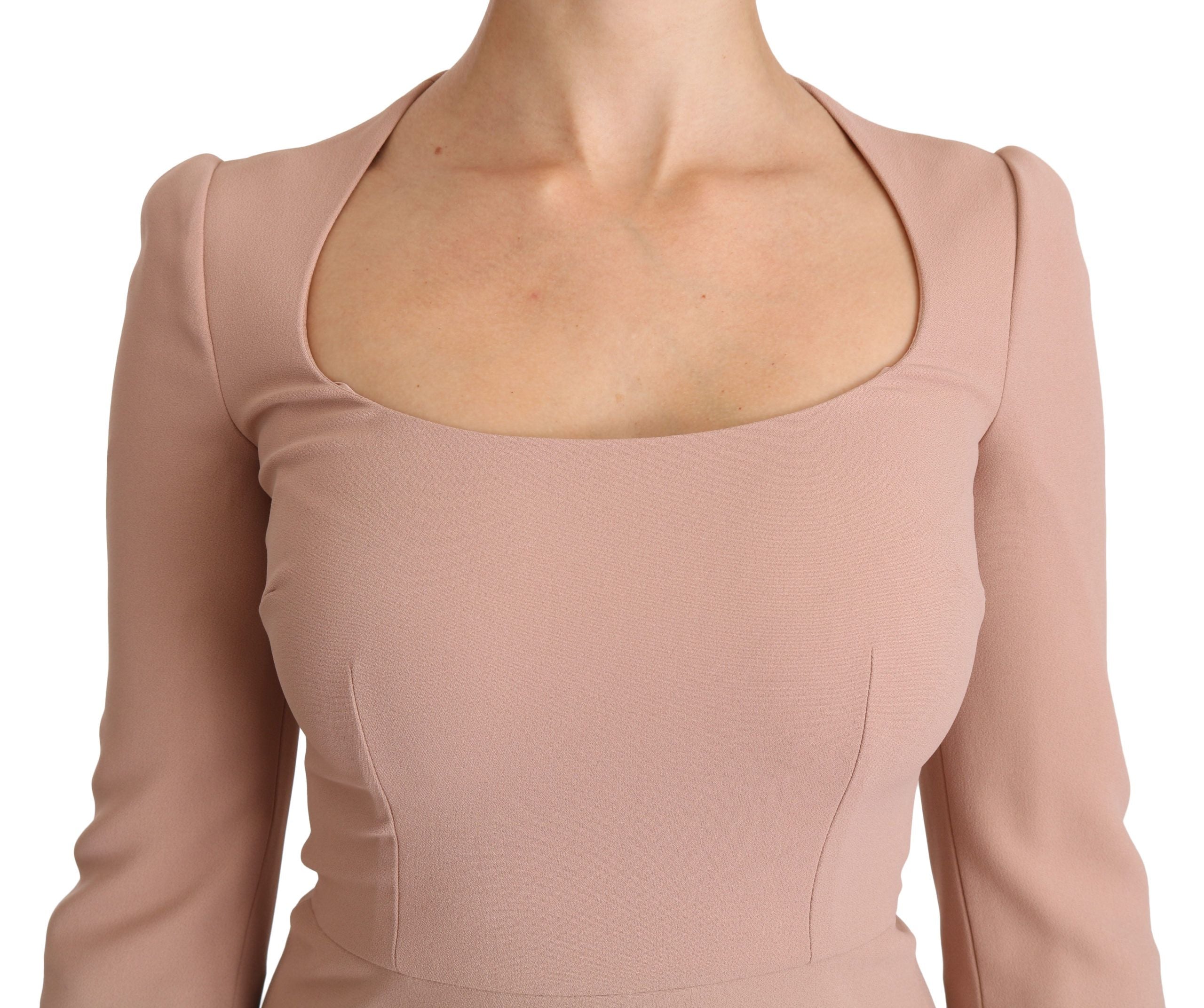 Elegant Light Pink A-Line Knee Length Dress - ventzia