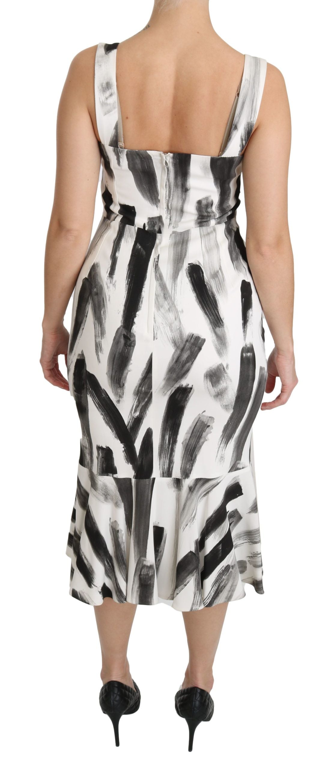 Chic Monochrome Sheath Midi Dress - ventzia